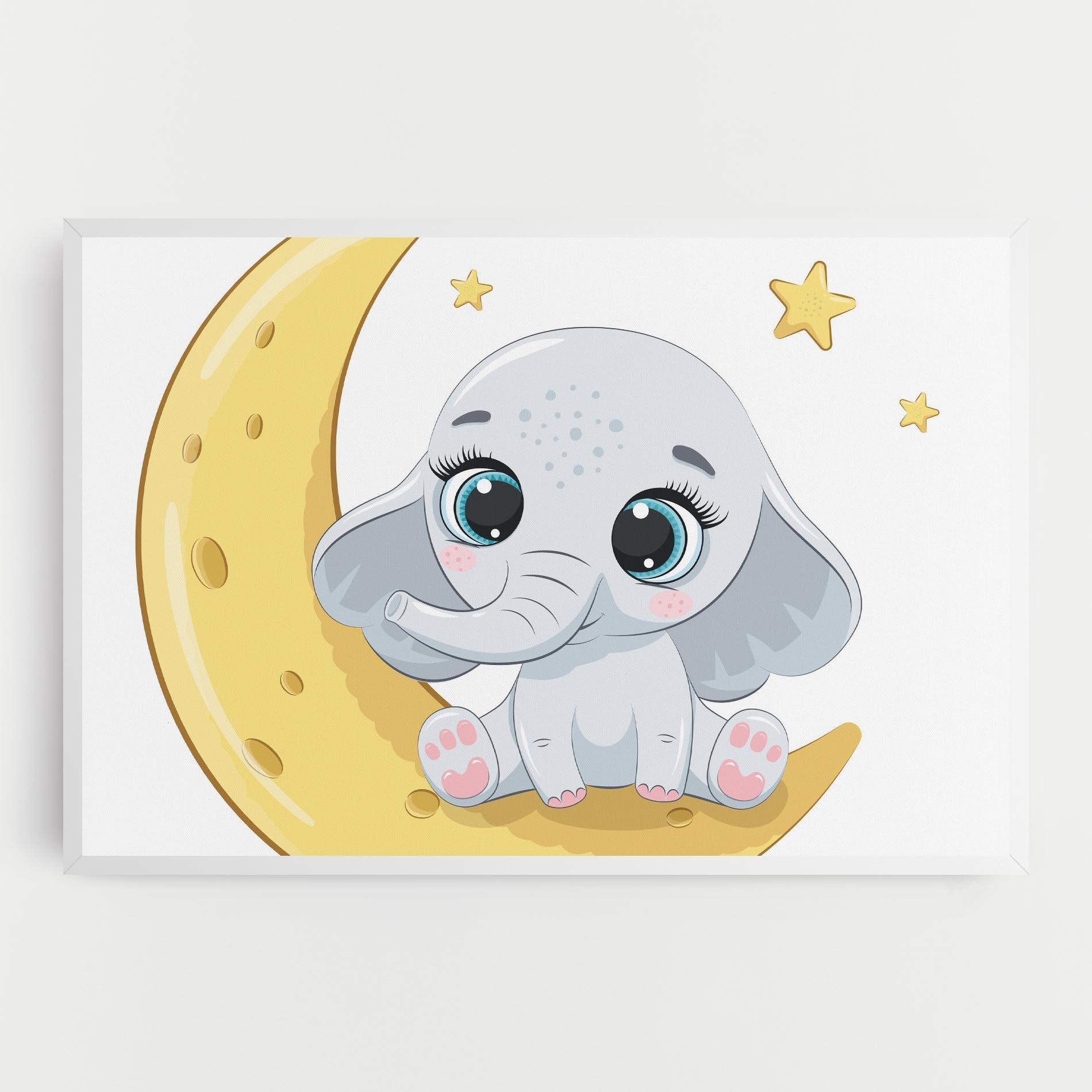 Tablou Canvas Cute Elephant Moon mockup 0