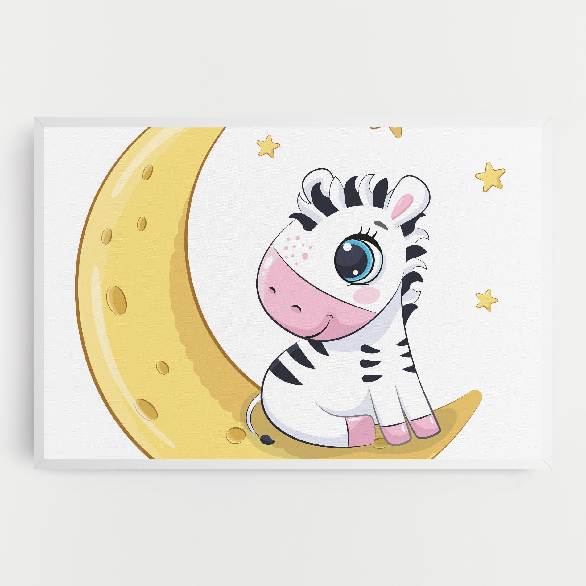 Tablou Canvas Cute Zebra Moon mockup 0