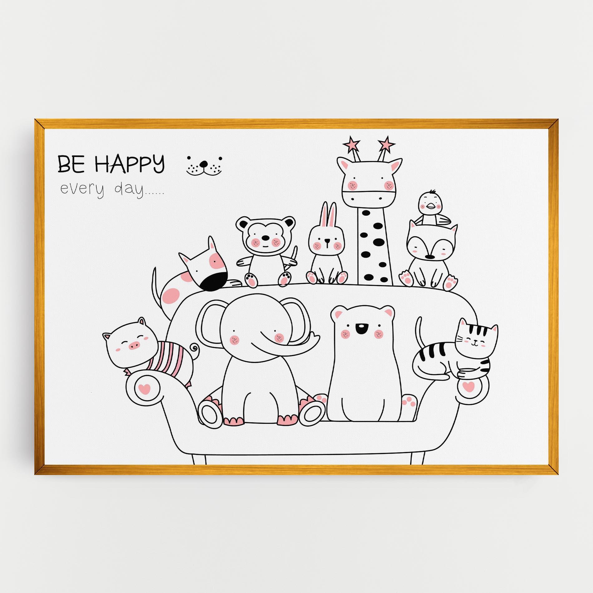 Tablou Canvas Be Happy Animals mockup 0