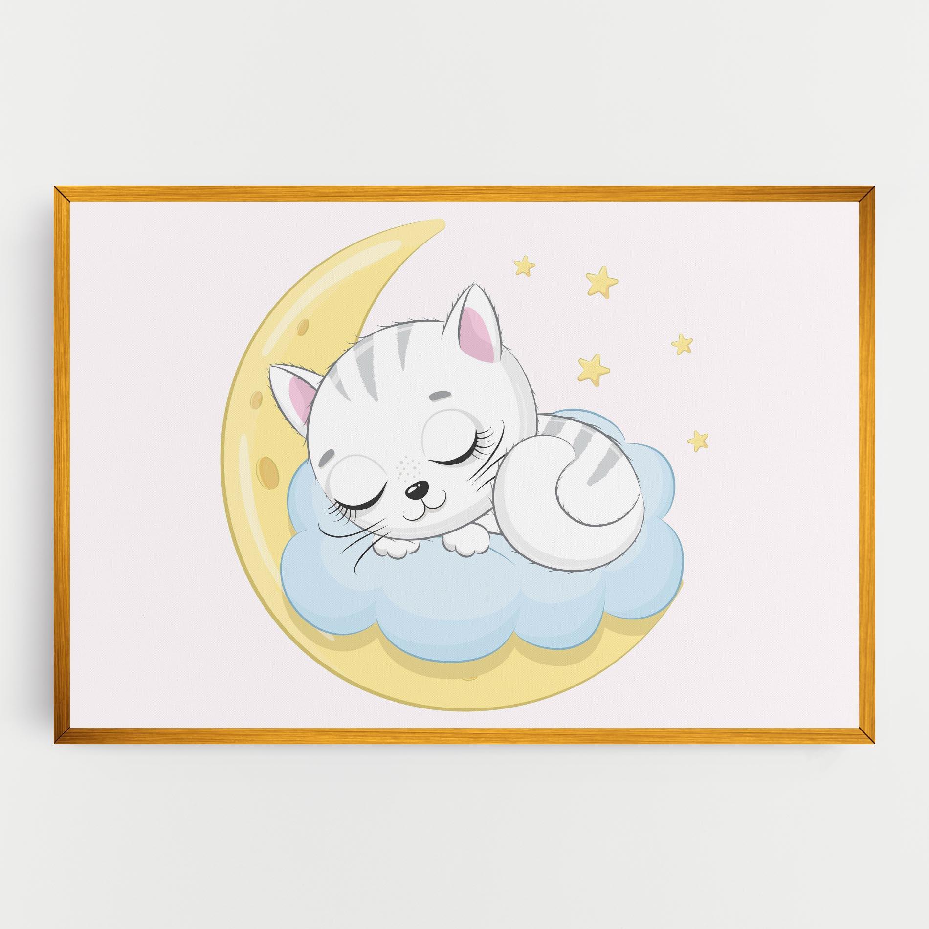 Tablou Canvas Moon Cat Sleeping mockup 0