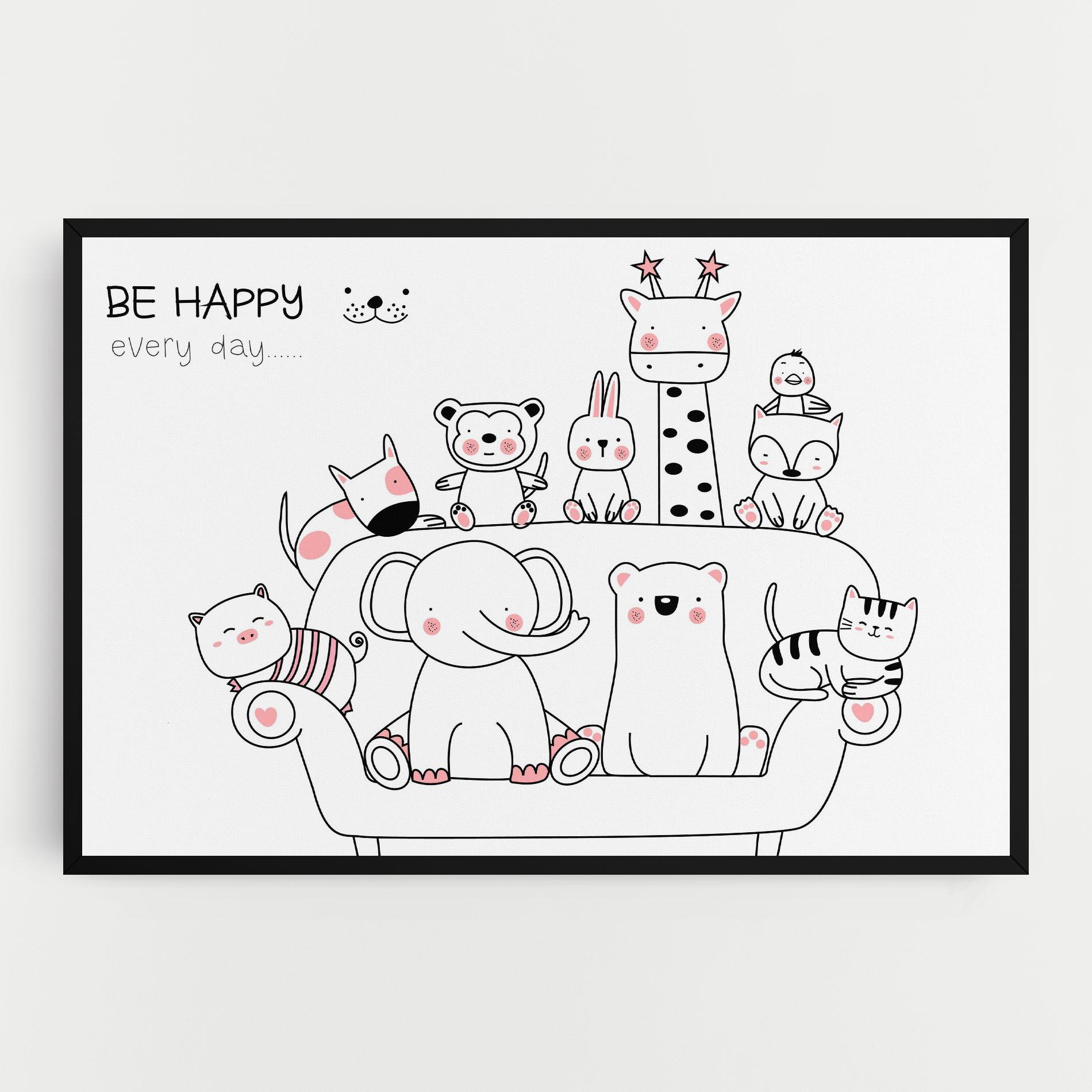 Tablou Canvas Be Happy Animals mockup 0