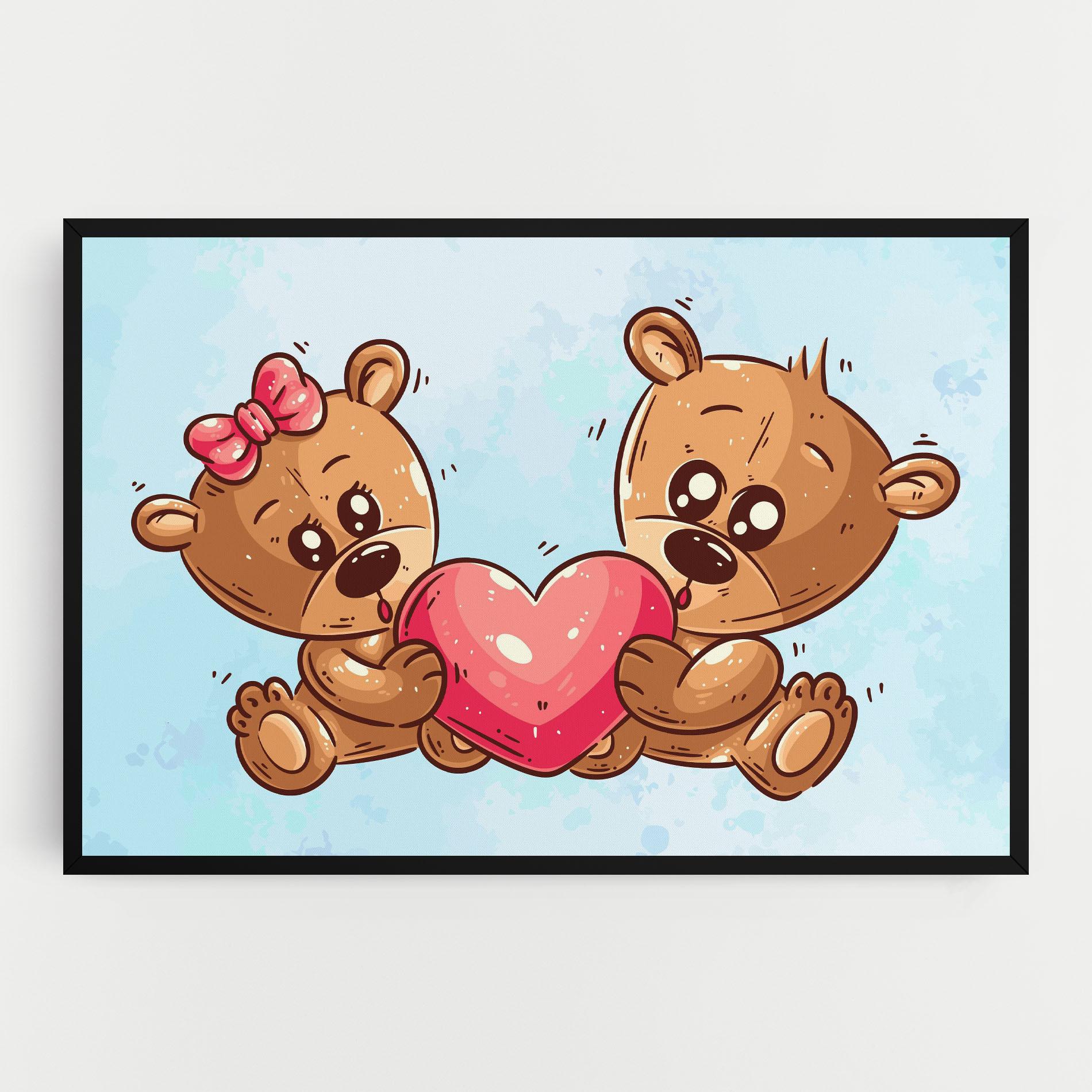 Tablou Canvas Bear Holding Heart mockup 0