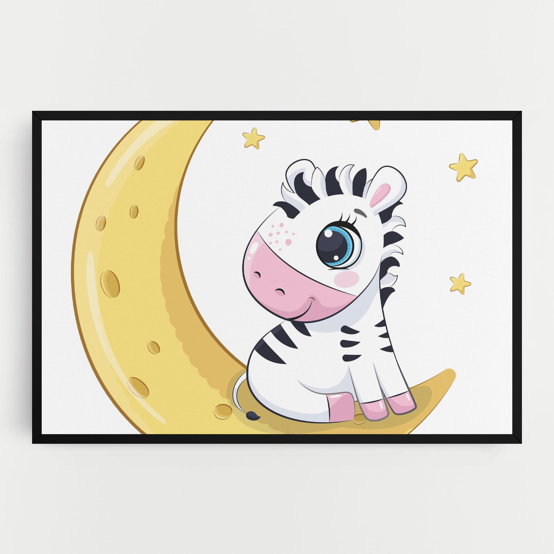 Tablou Canvas Cute Zebra Moon mockup 0