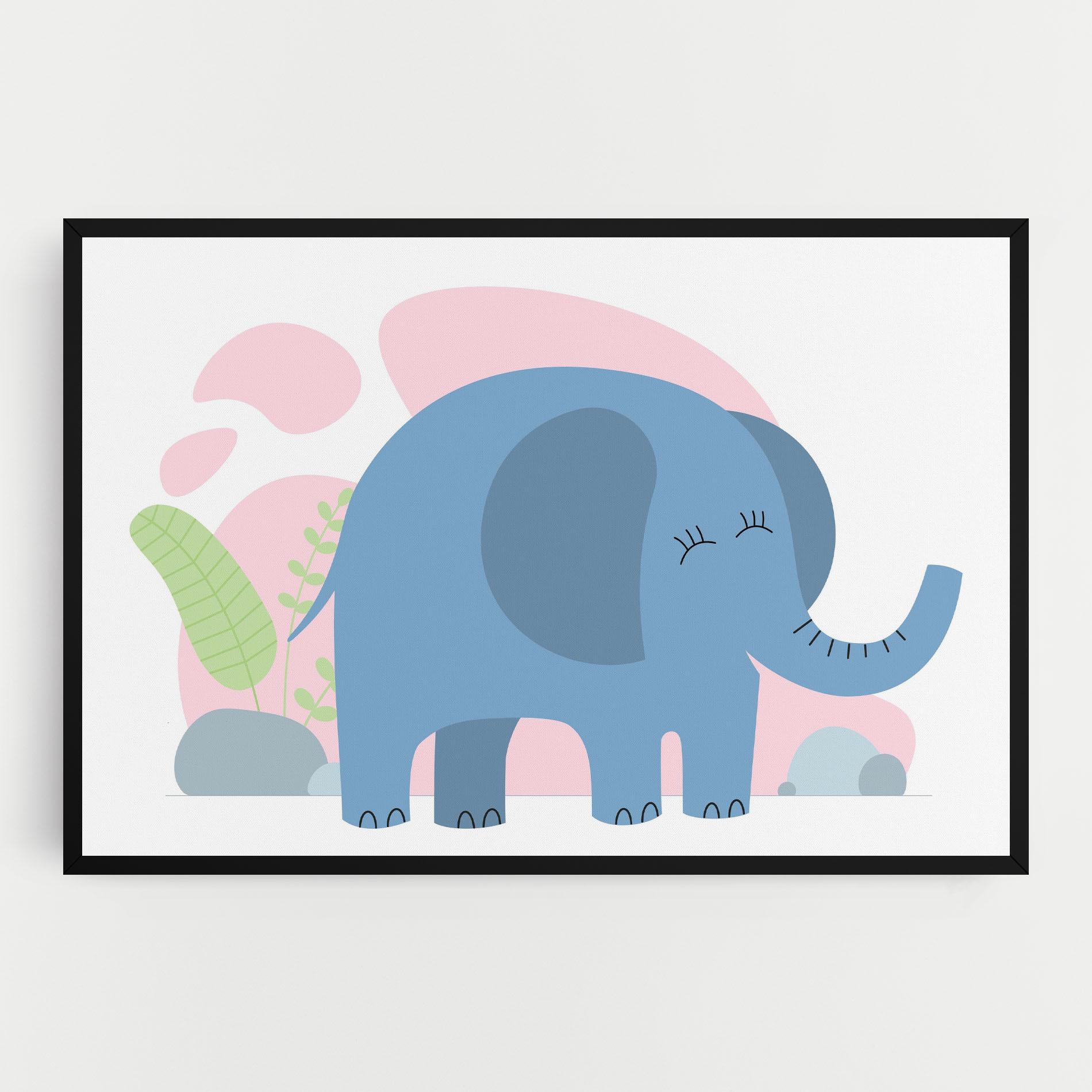 Tablou Canvas Leaf Cute Elephant mockup 0