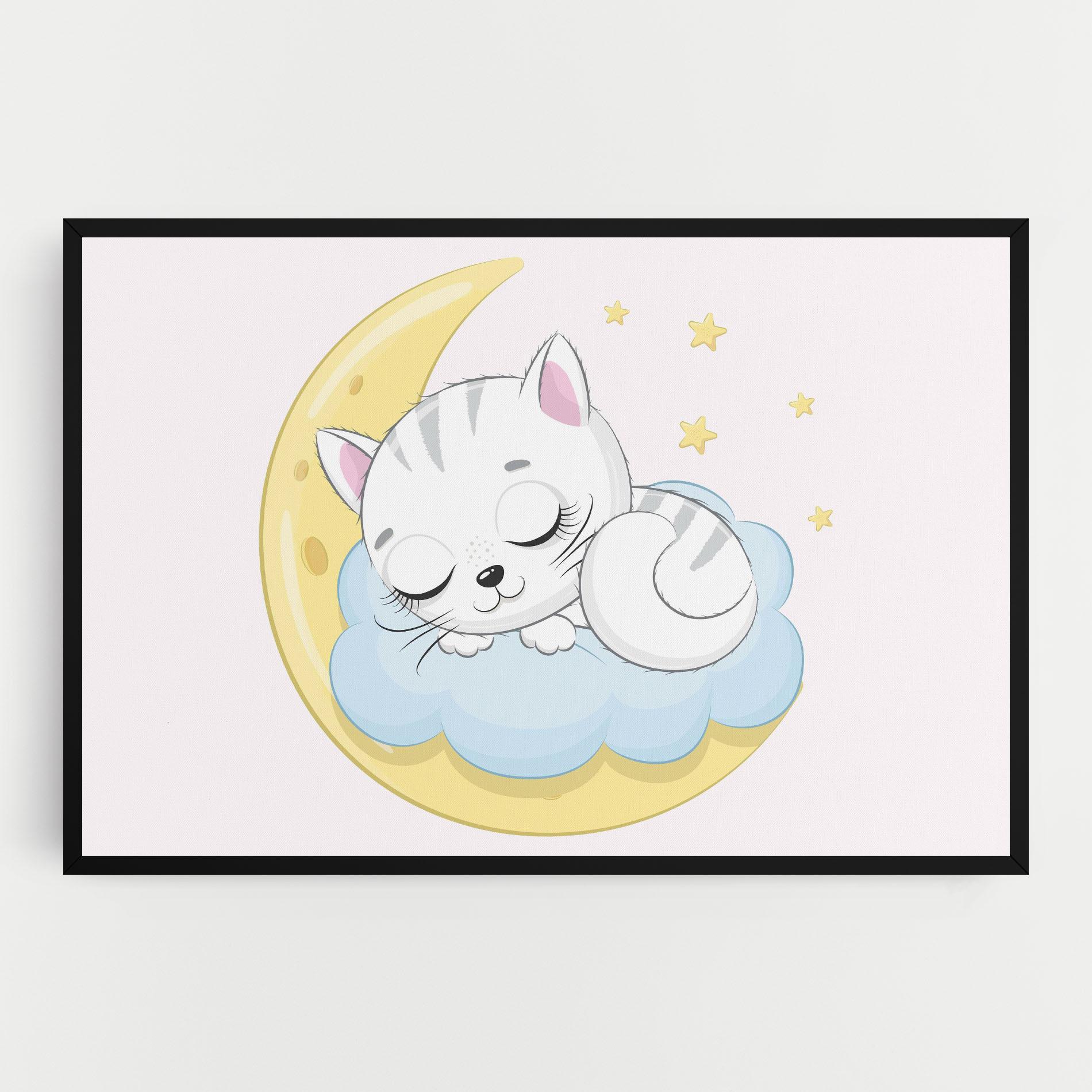 Tablou Canvas Moon Cat Sleeping mockup 0