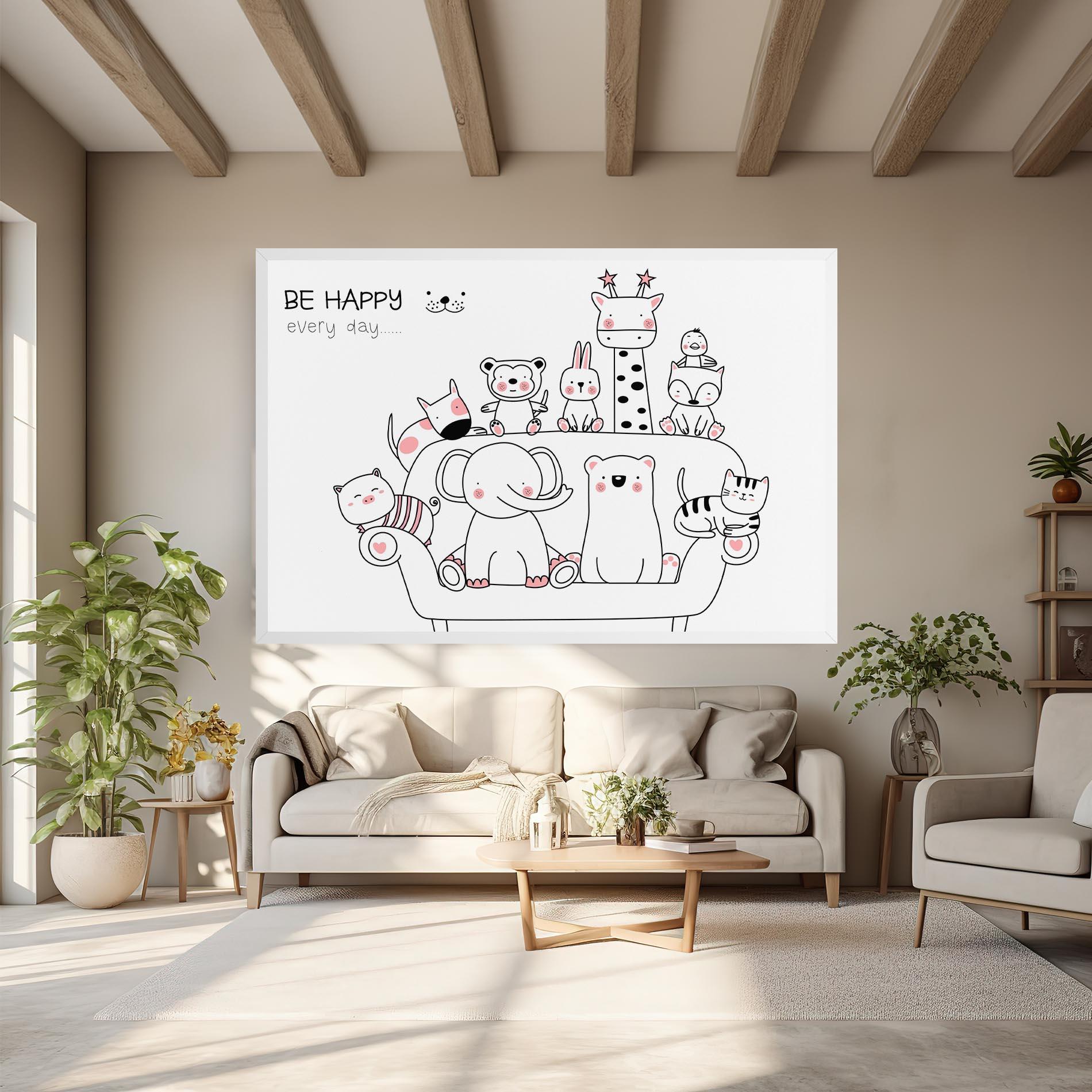 Tablou Canvas Be Happy Animals mockup 6