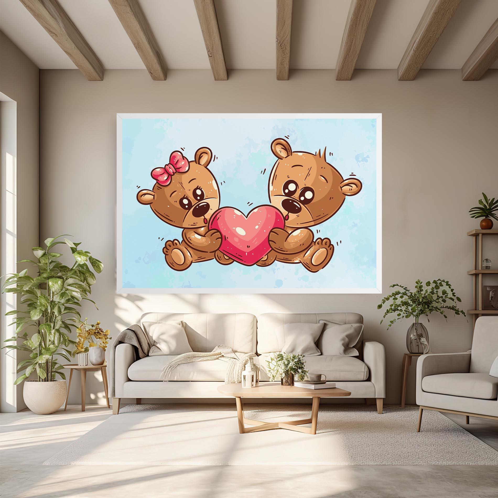 Tablou Canvas Bear Holding Heart mockup 6