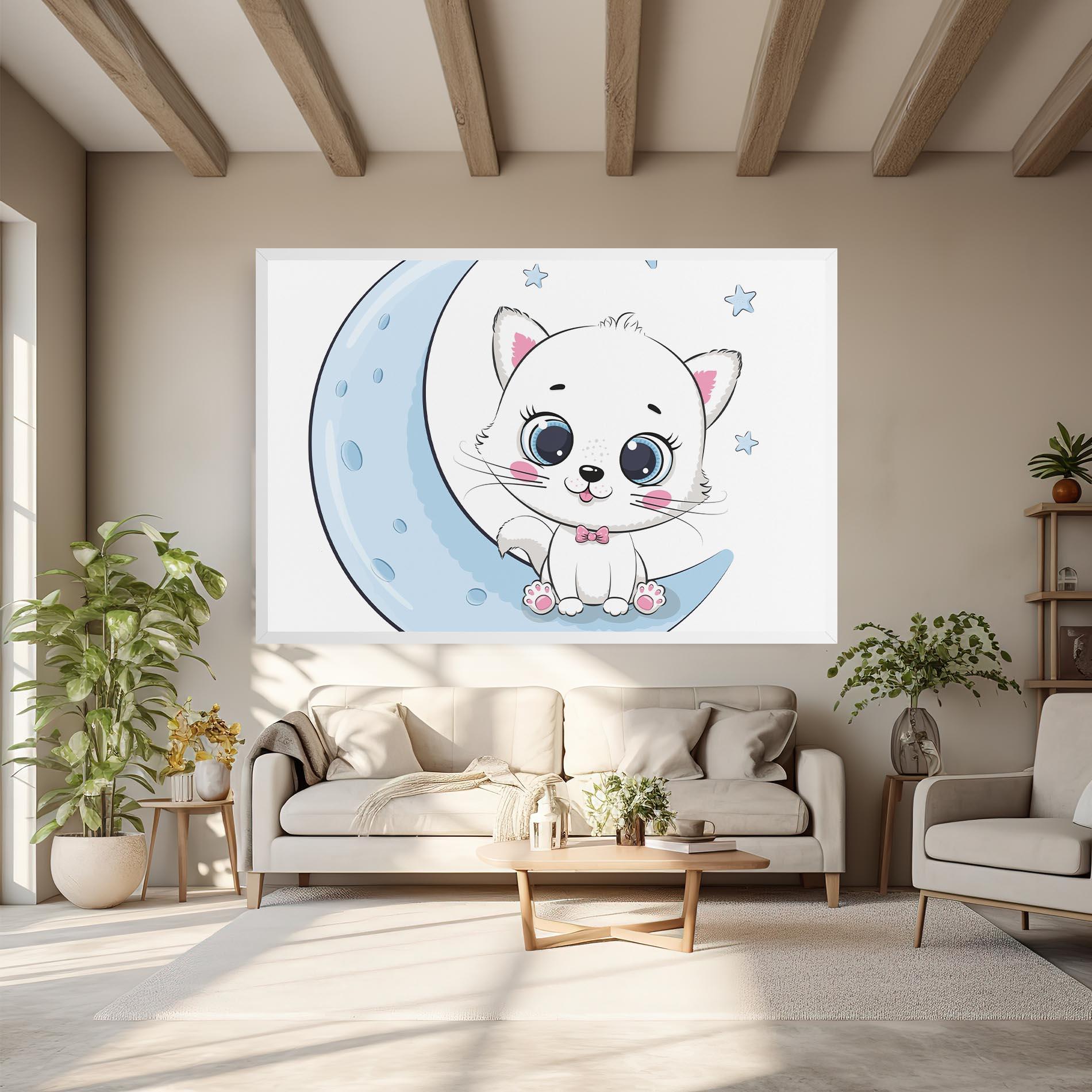 Tablou Canvas Blue Moon Cat mockup 6