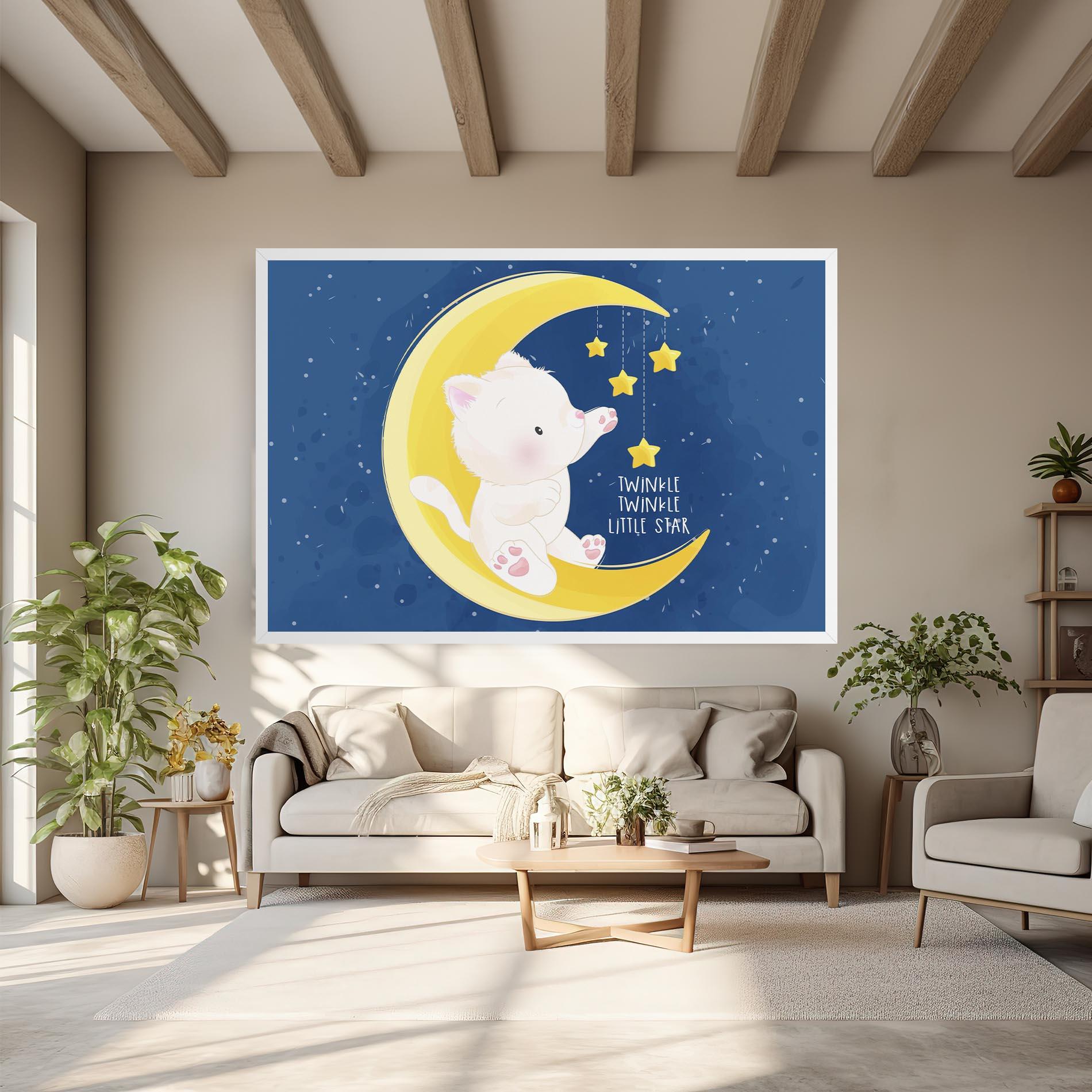 Tablou Canvas Cat Moon Star mockup 6