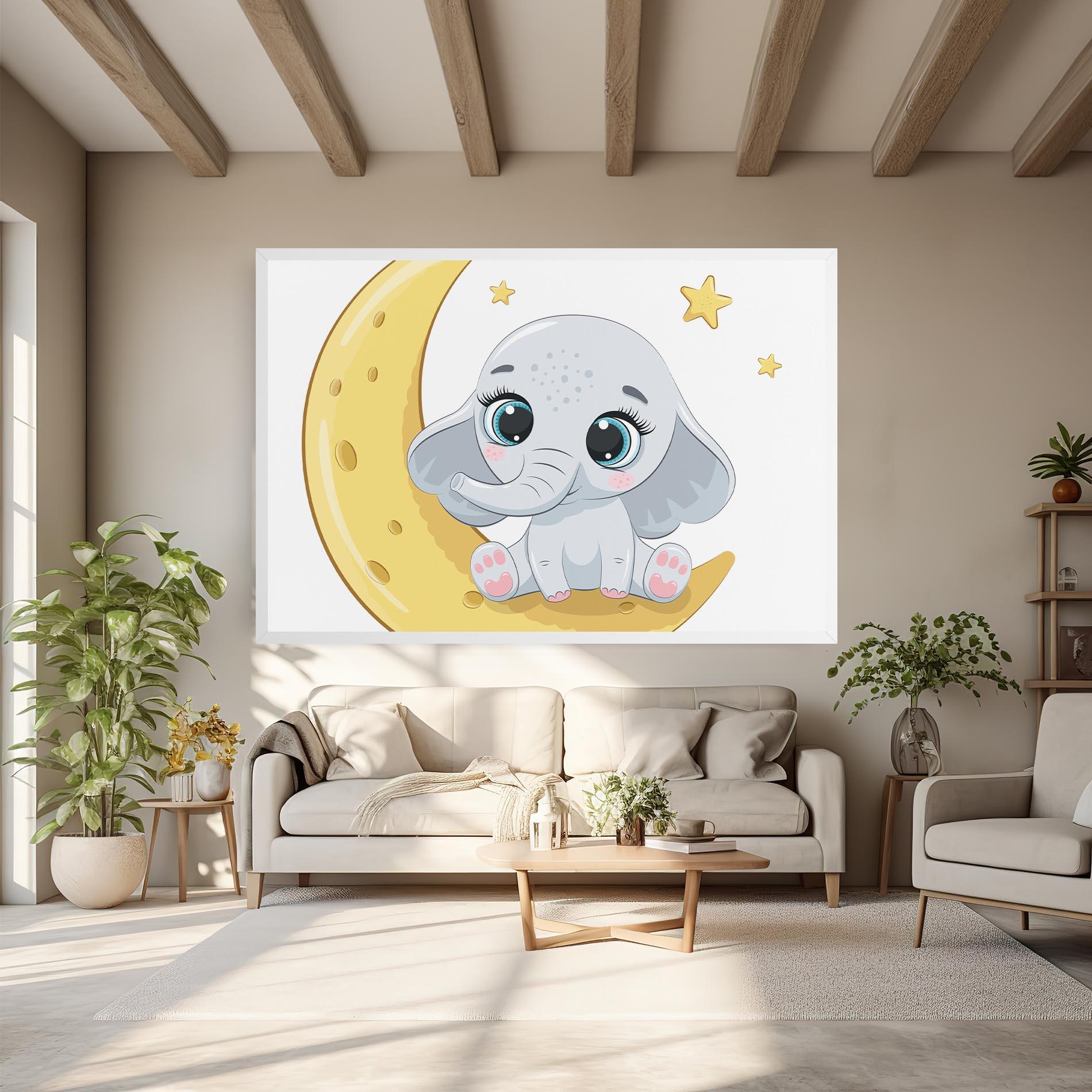Tablou Canvas Cute Elephant Moon mockup 6