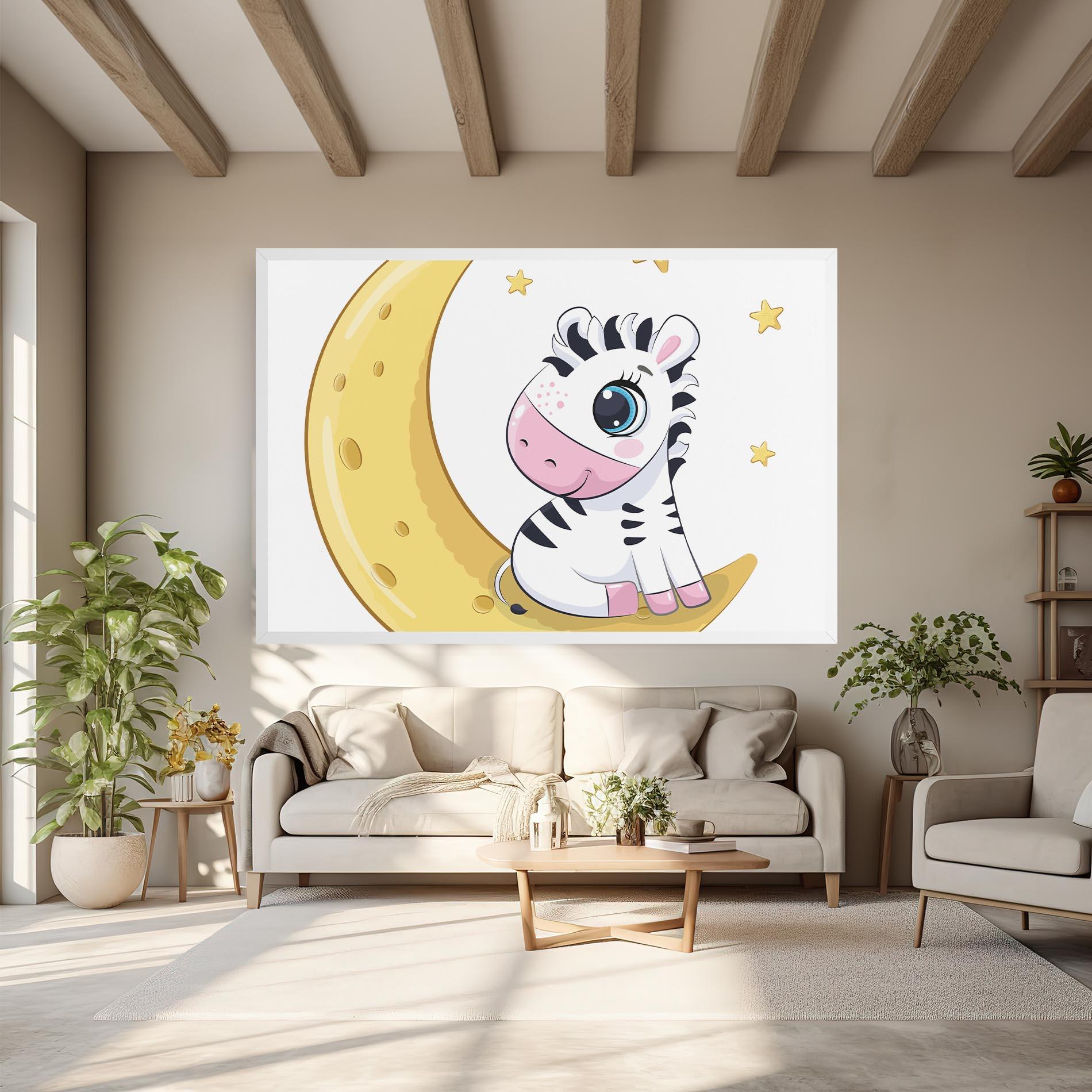 Tablou Canvas Cute Zebra Moon mockup 6