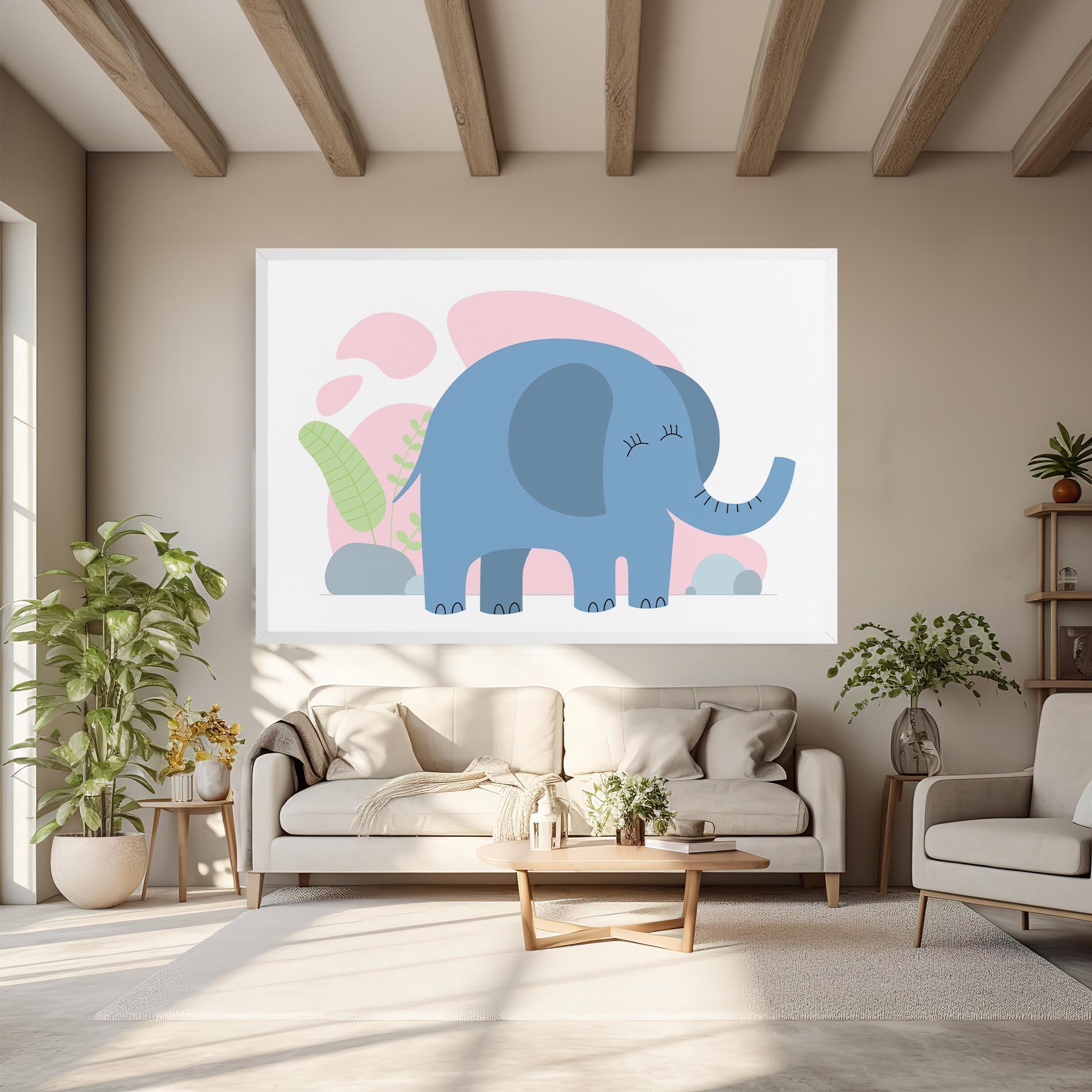 Tablou Canvas Leaf Cute Elephant mockup 6