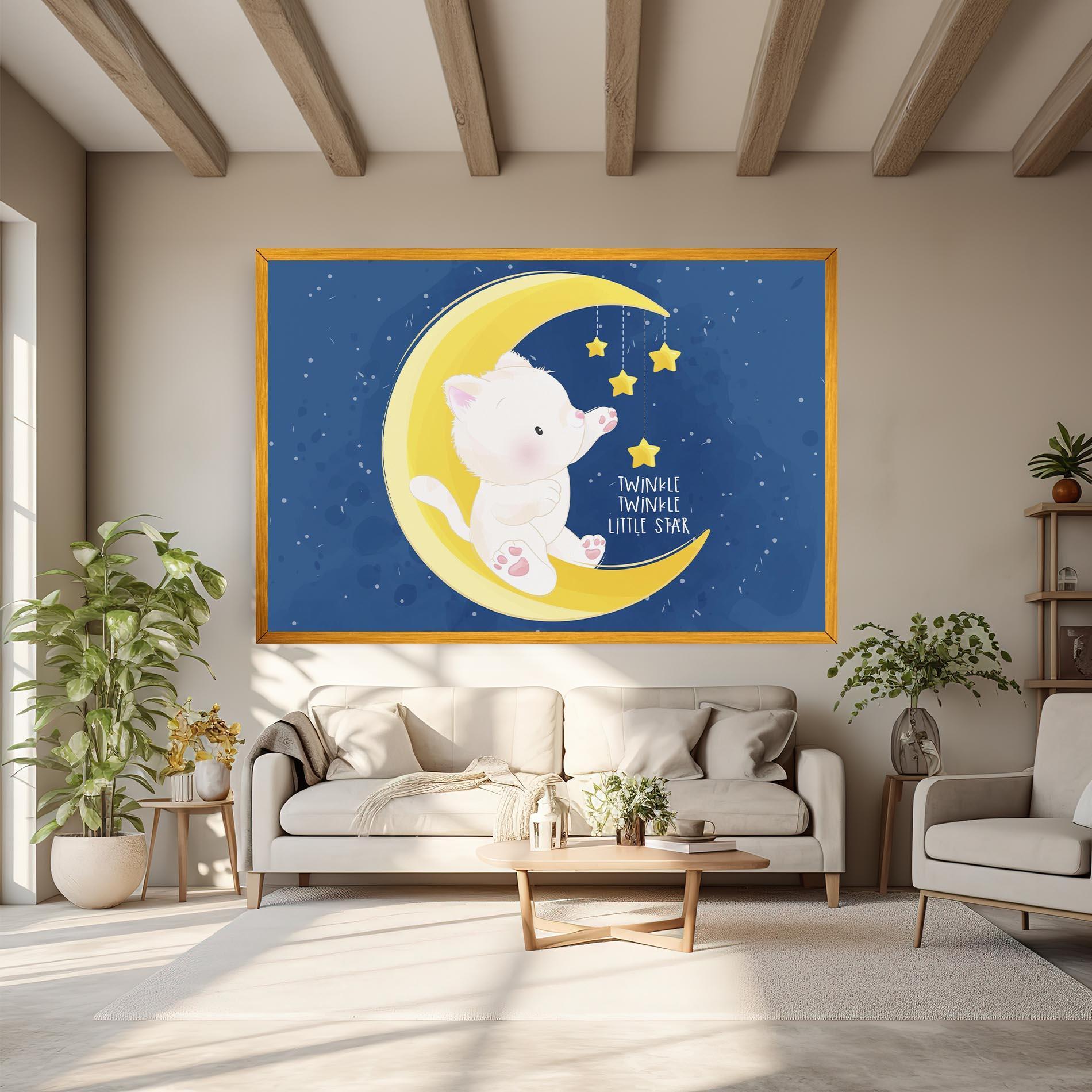 Tablou Canvas Cat Moon Star mockup 6