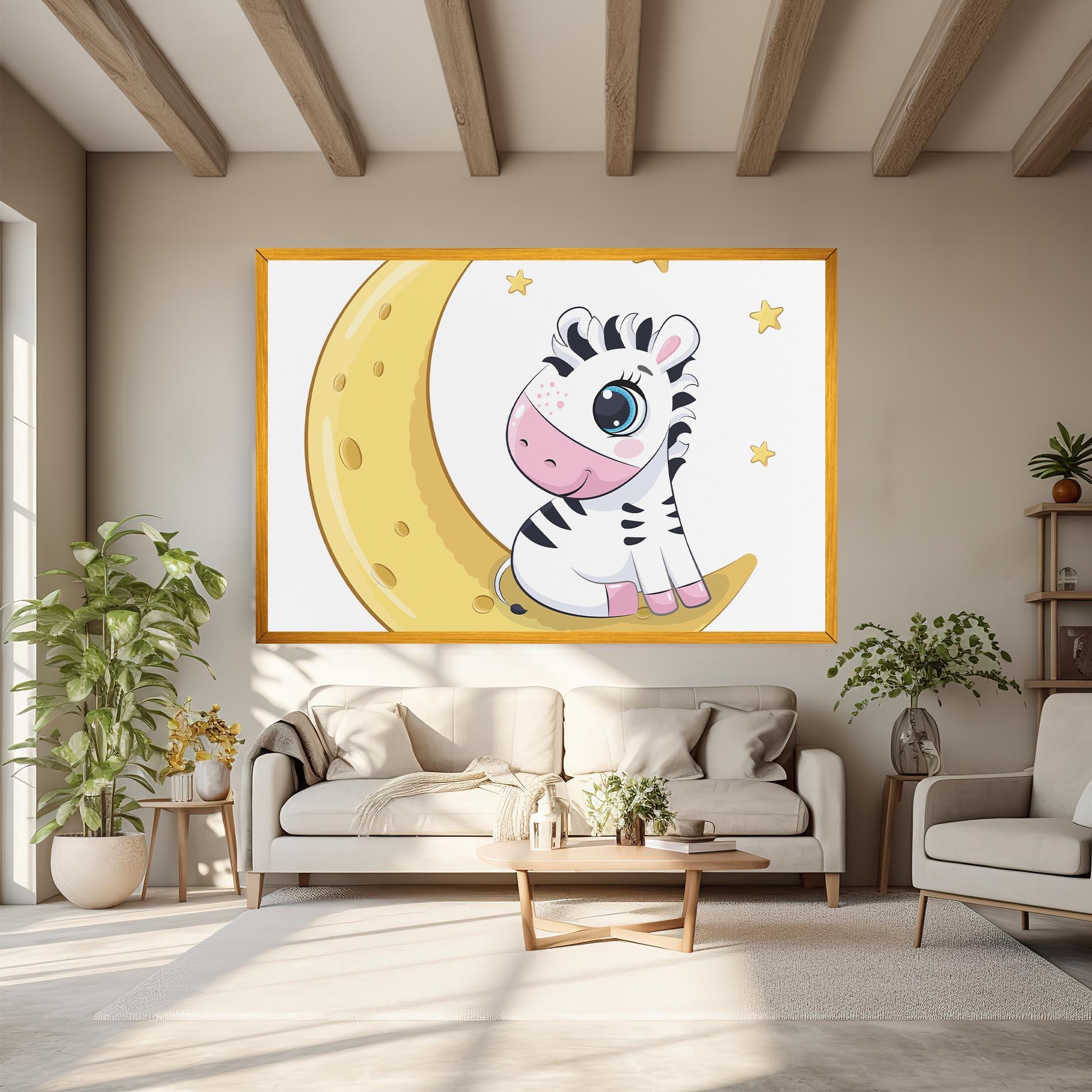 Tablou Canvas Cute Zebra Moon mockup 6