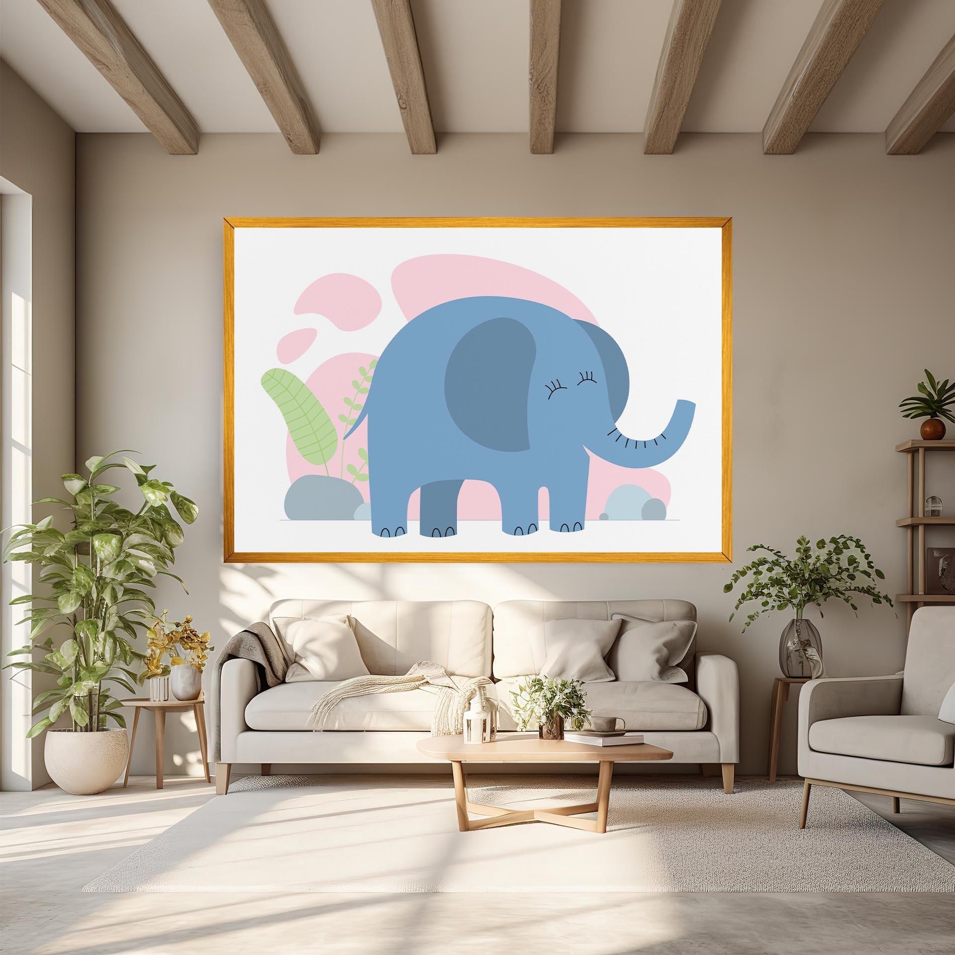 Tablou Canvas Leaf Cute Elephant mockup 6