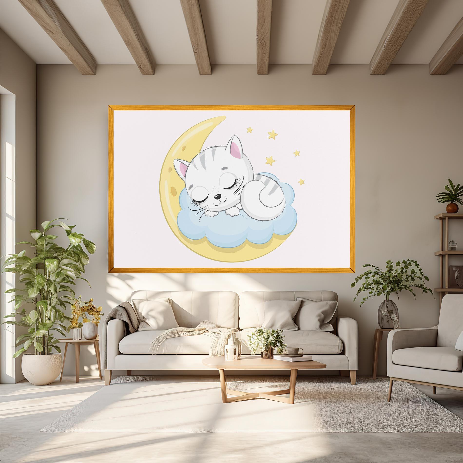 Tablou Canvas Moon Cat Sleeping mockup 6
