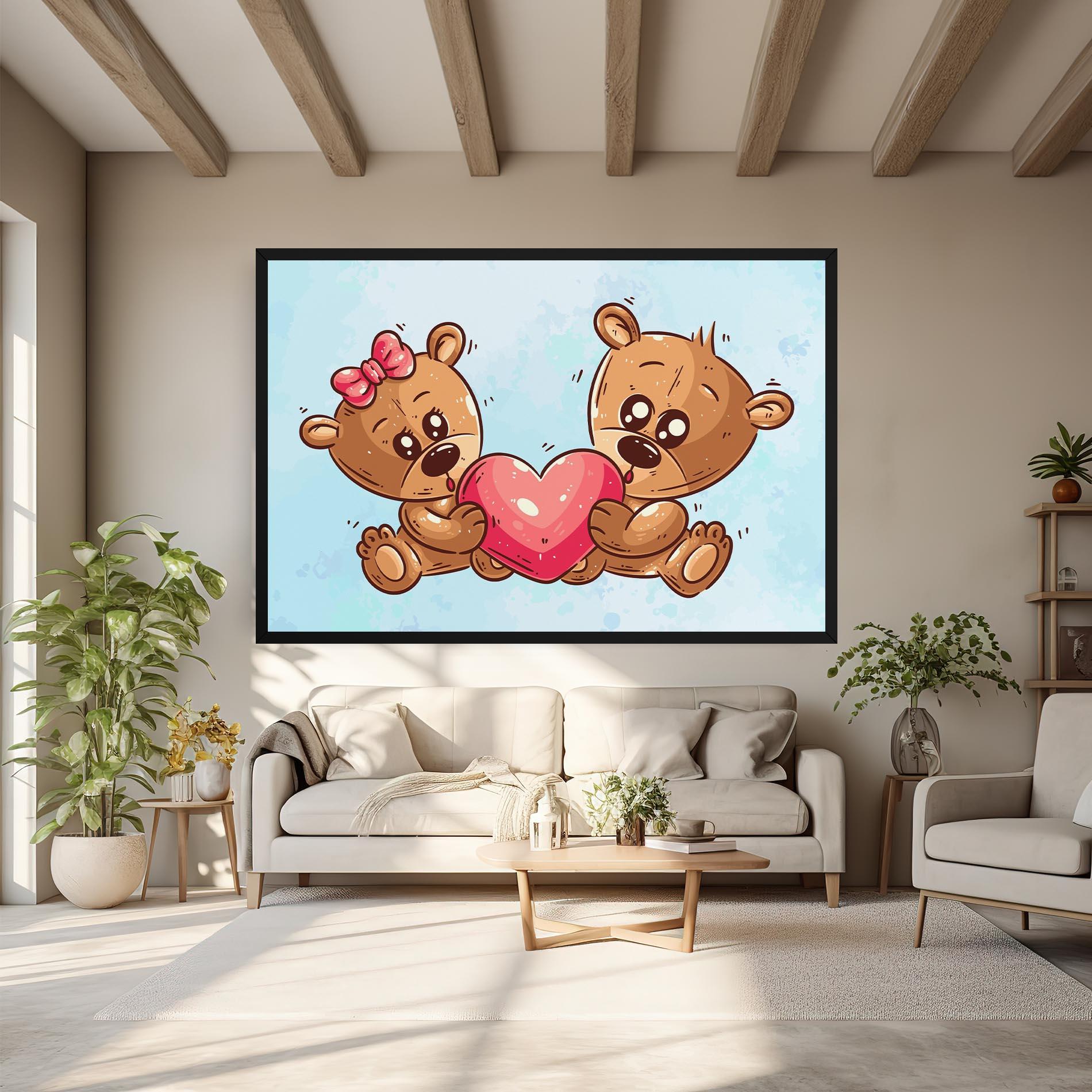 Tablou Canvas Bear Holding Heart mockup 6