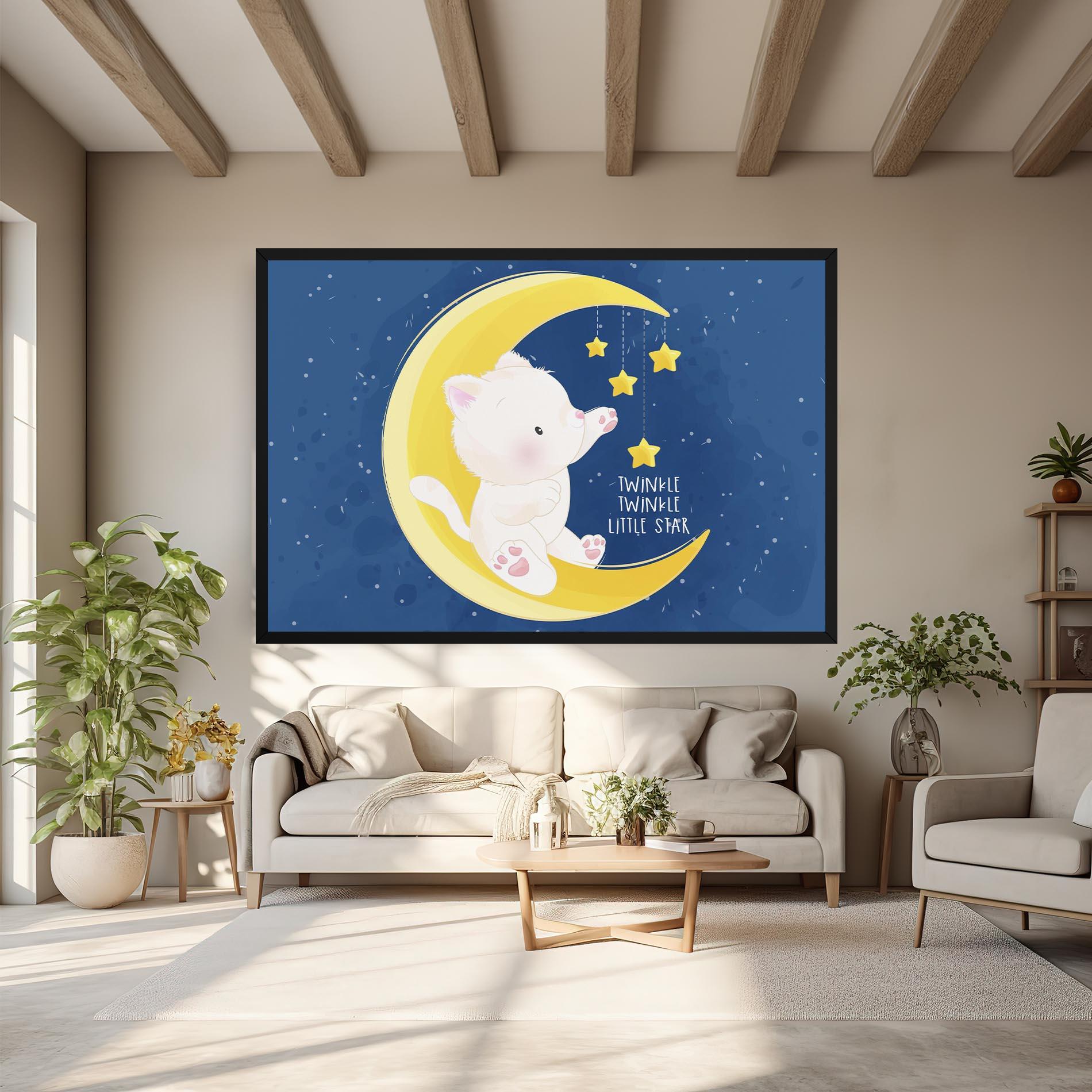 Tablou Canvas Cat Moon Star mockup 6