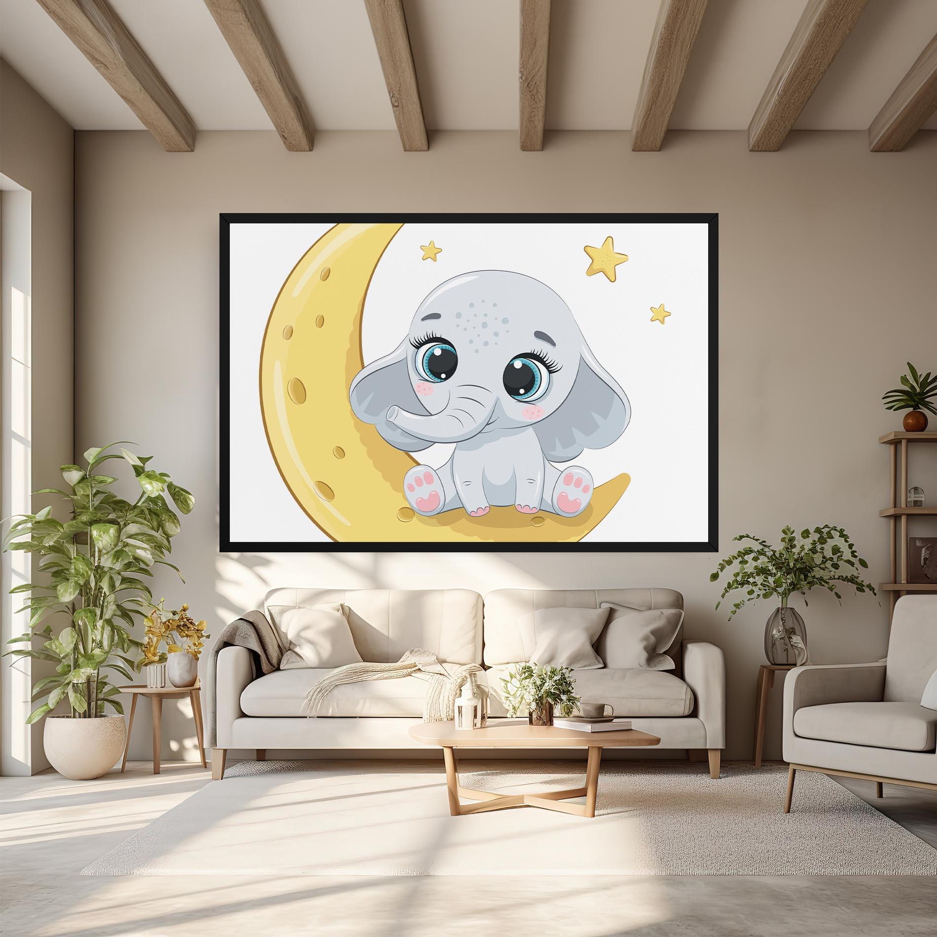 Tablou Canvas Cute Elephant Moon mockup 6