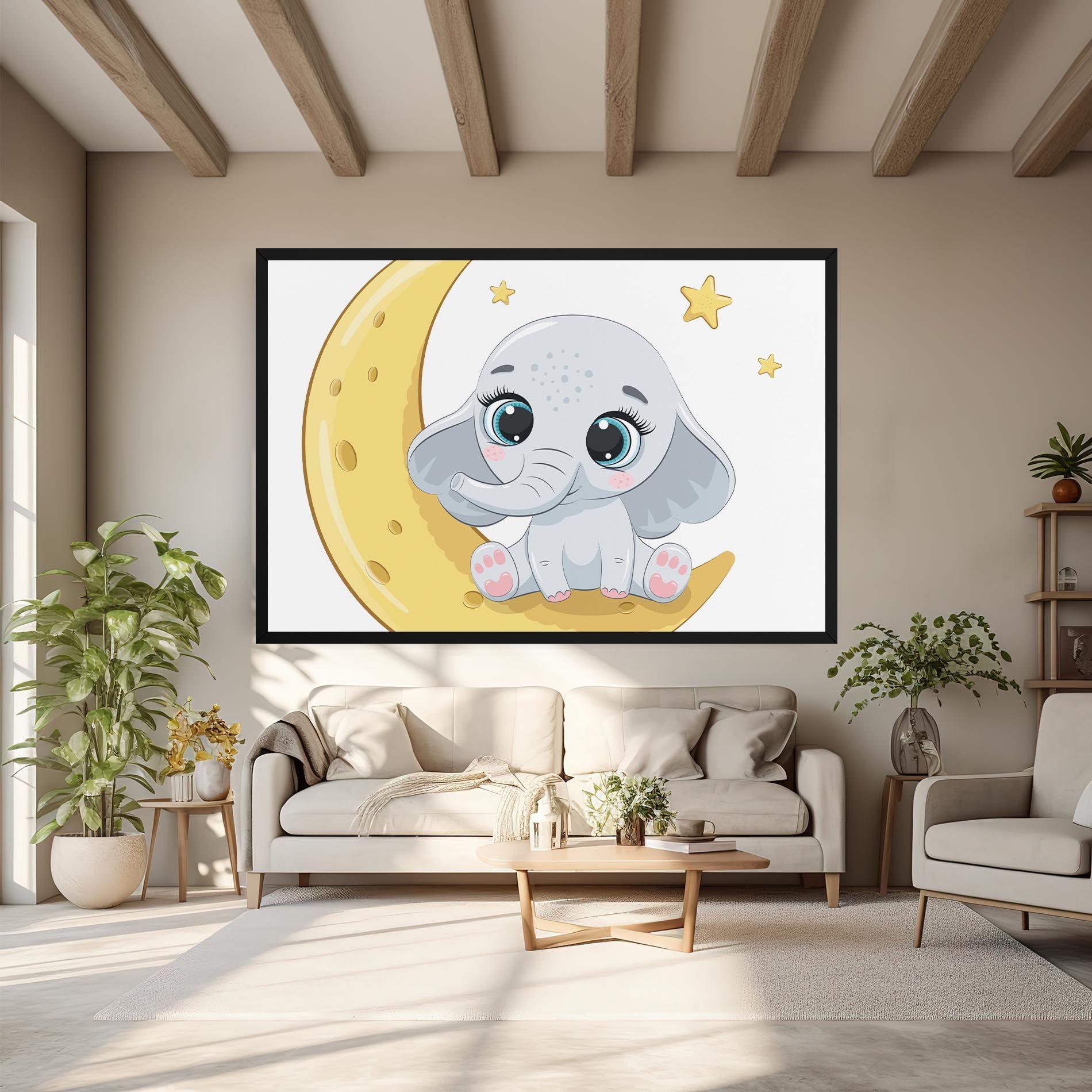 Cute Elephant Moon mockup 6