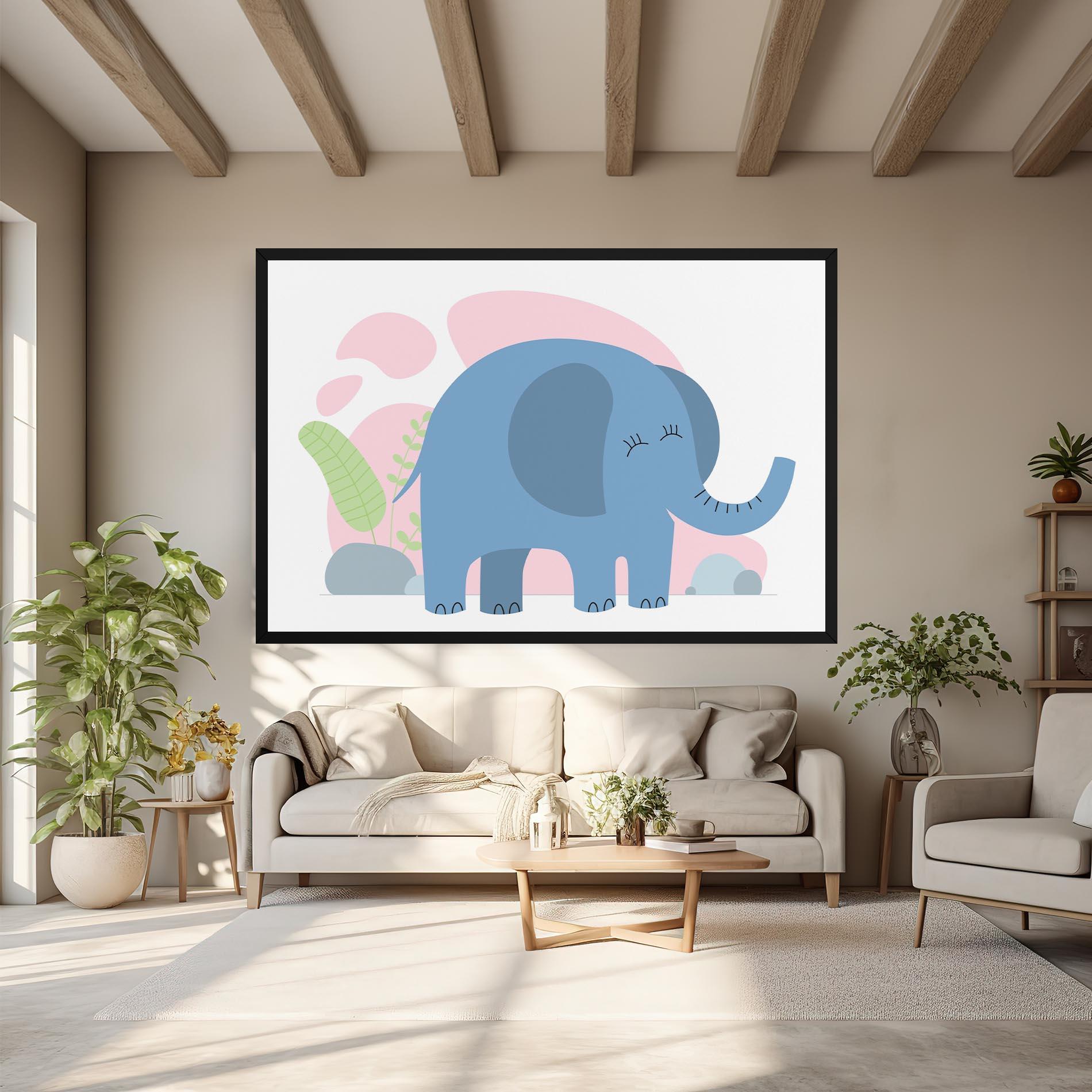 Tablou Canvas Leaf Cute Elephant mockup 6