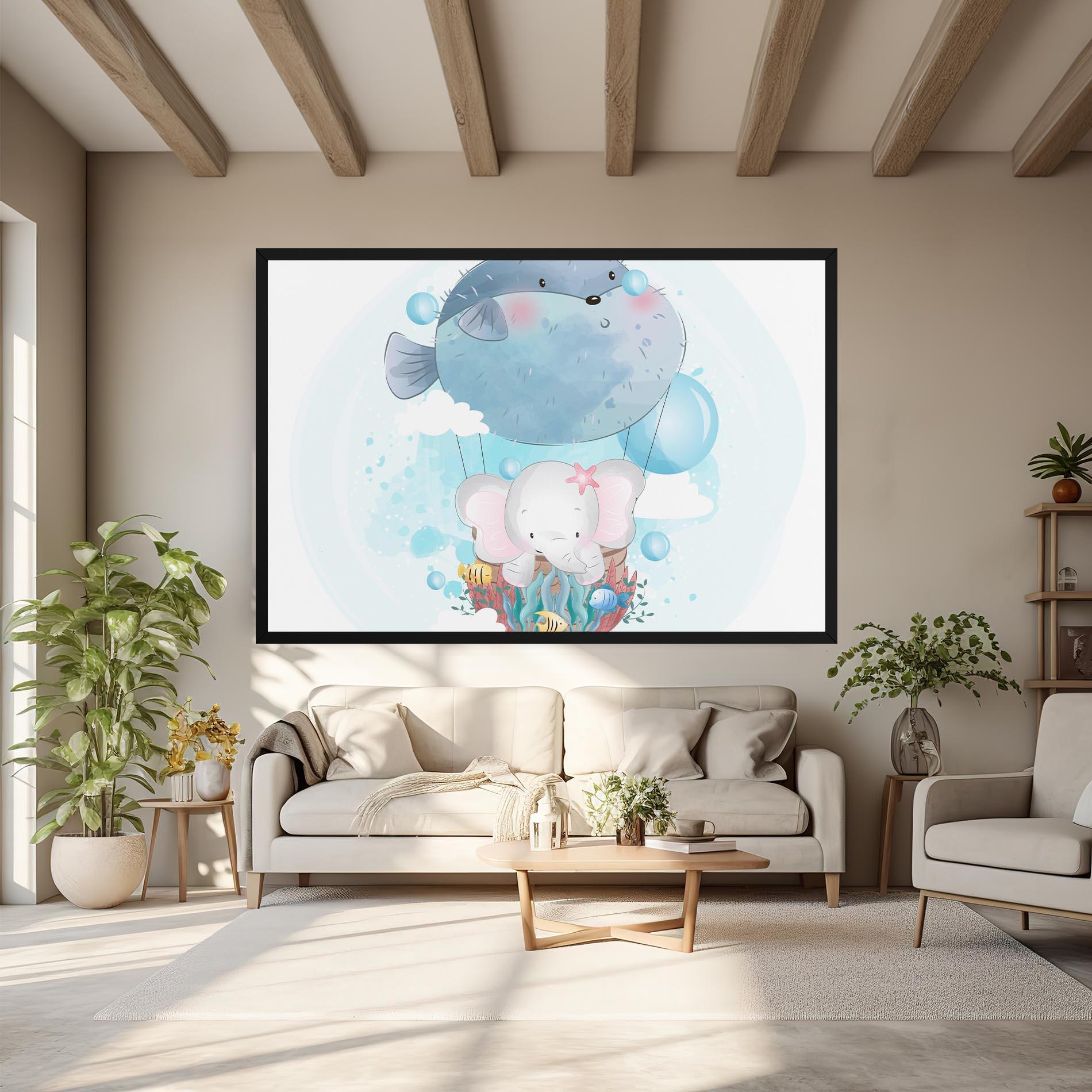 Tablou Canvas Swiming Elephant mockup 6