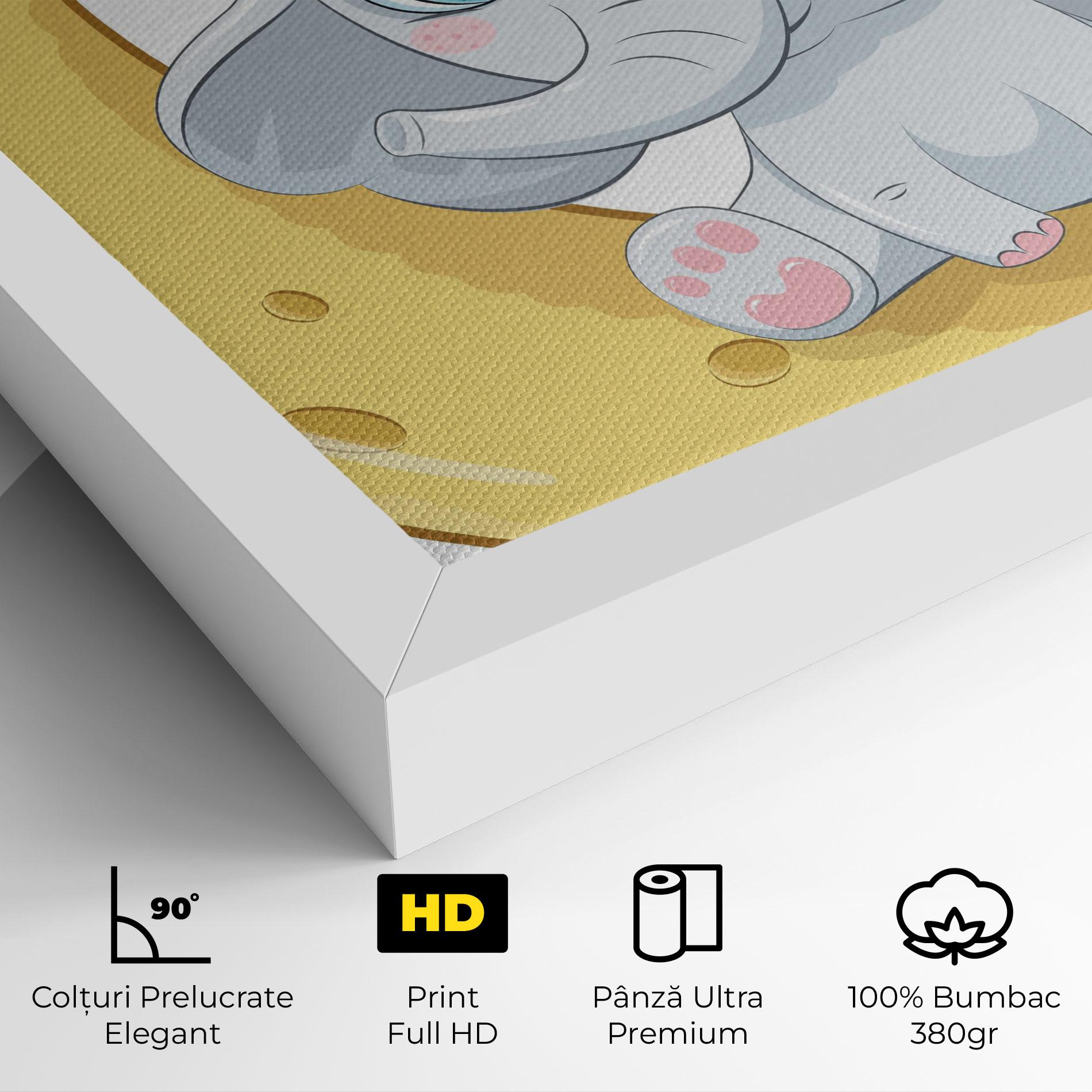Tablou Canvas Cute Elephant Moon mockup 4