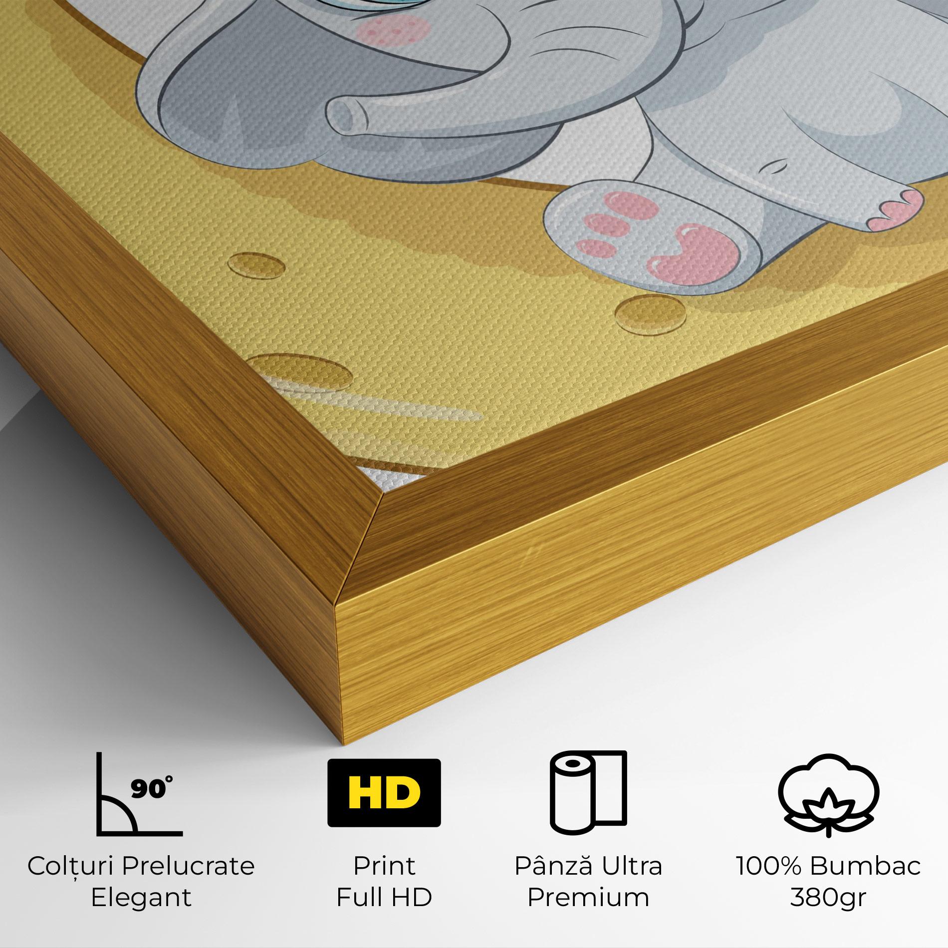 Tablou Canvas Cute Elephant Moon mockup 4