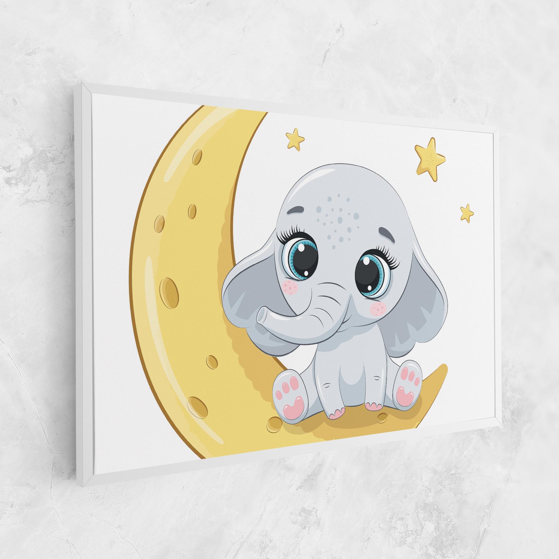 Tablou Canvas Cute Elephant Moon mockup 1
