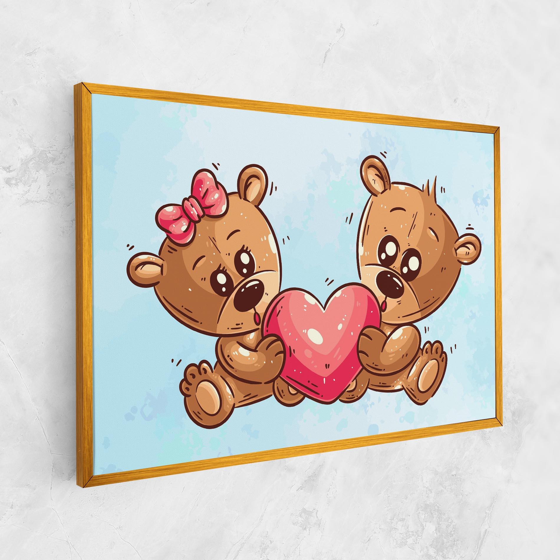 Tablou Canvas Bear Holding Heart mockup 1