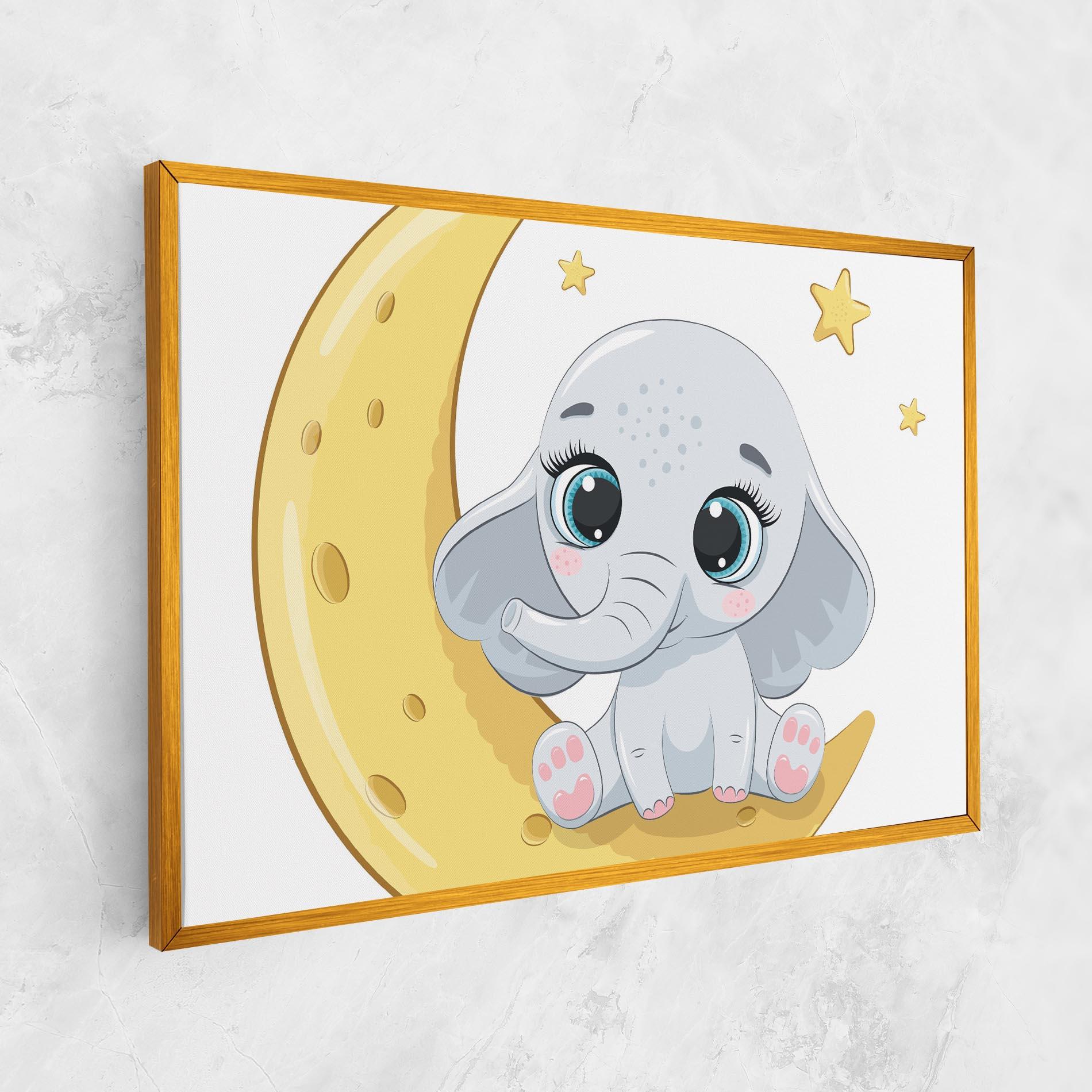 Tablou Canvas Cute Elephant Moon mockup 1