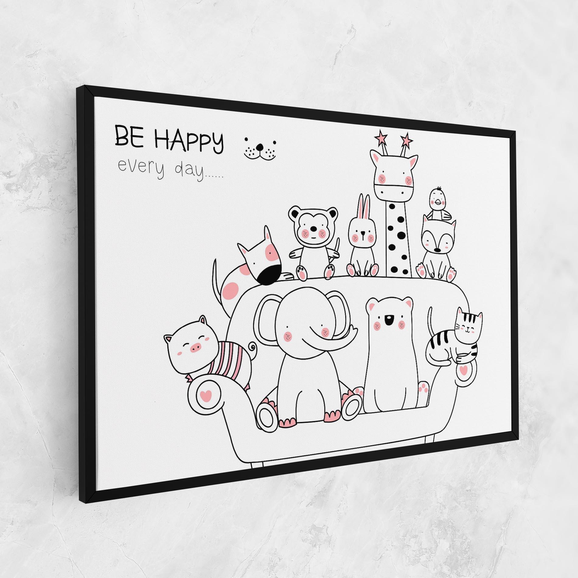Tablou Canvas Be Happy Animals mockup 1