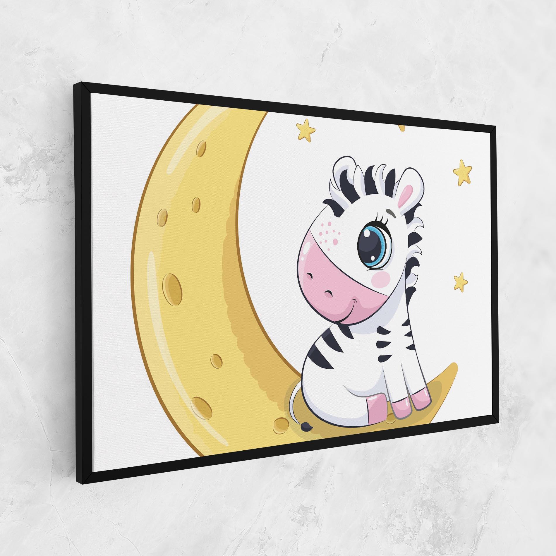 Tablou Canvas Cute Zebra Moon mockup 1