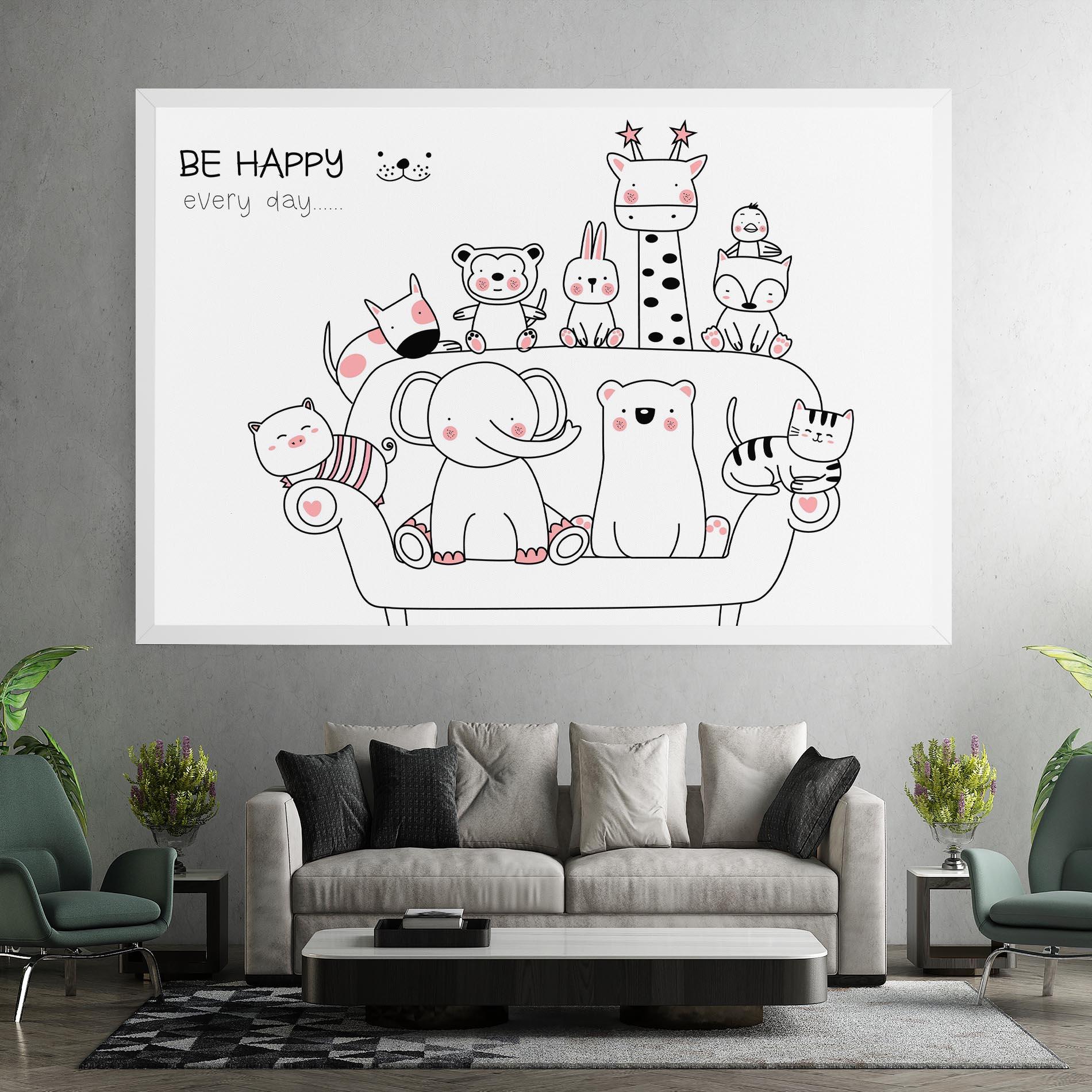 Tablou Canvas Be Happy Animals mockup 7