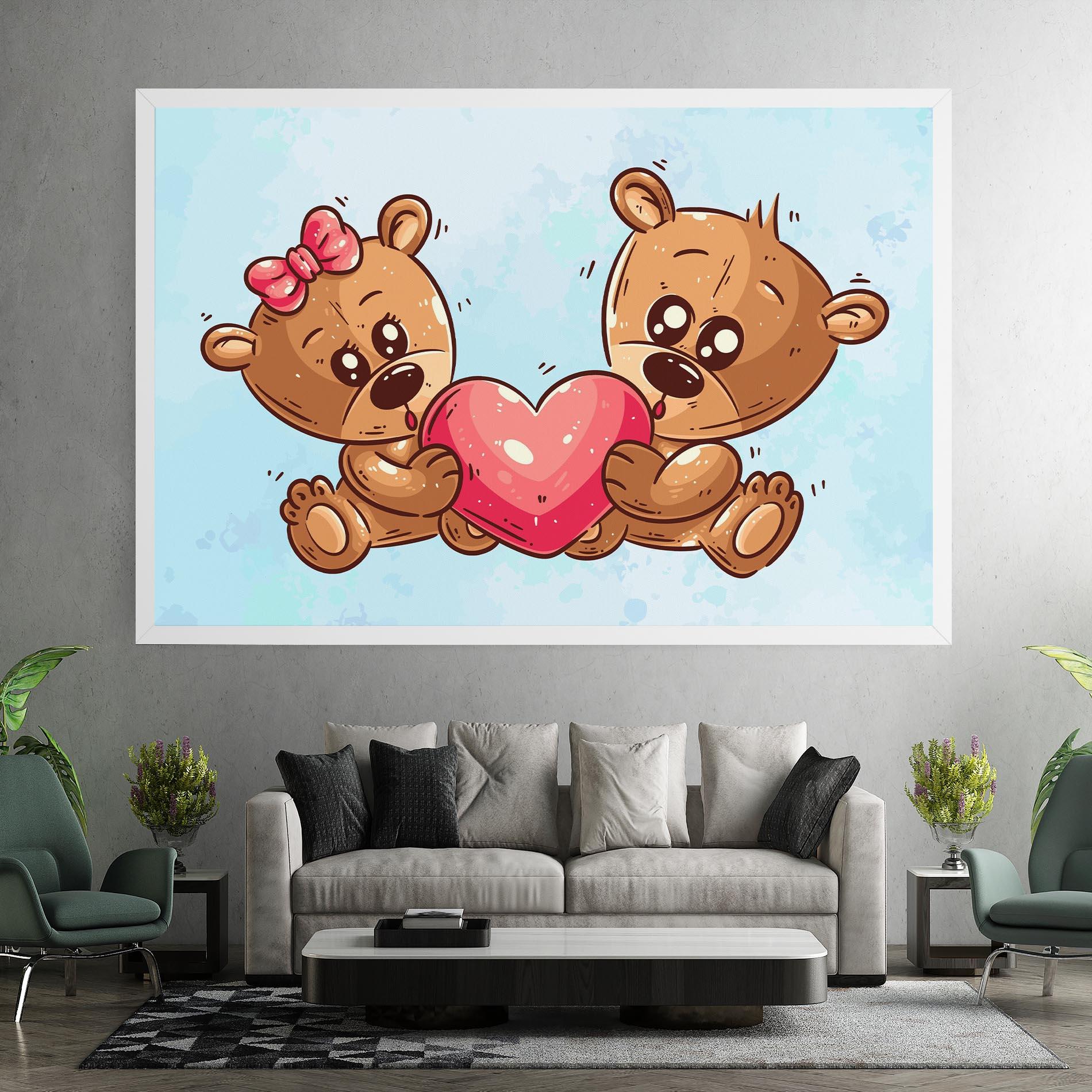 Tablou Canvas Bear Holding Heart mockup 7