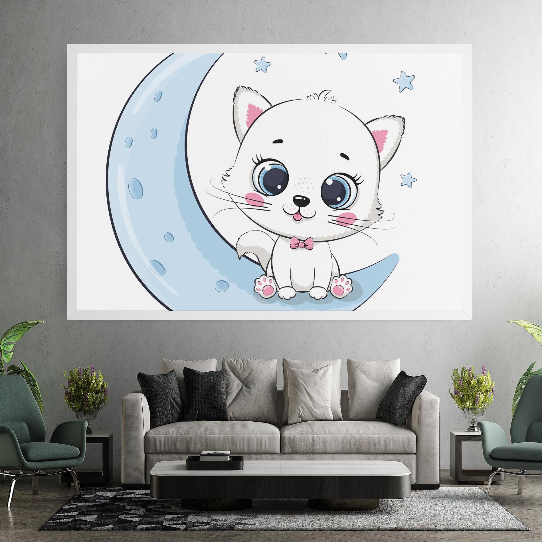 Tablou Canvas Blue Moon Cat mockup 7