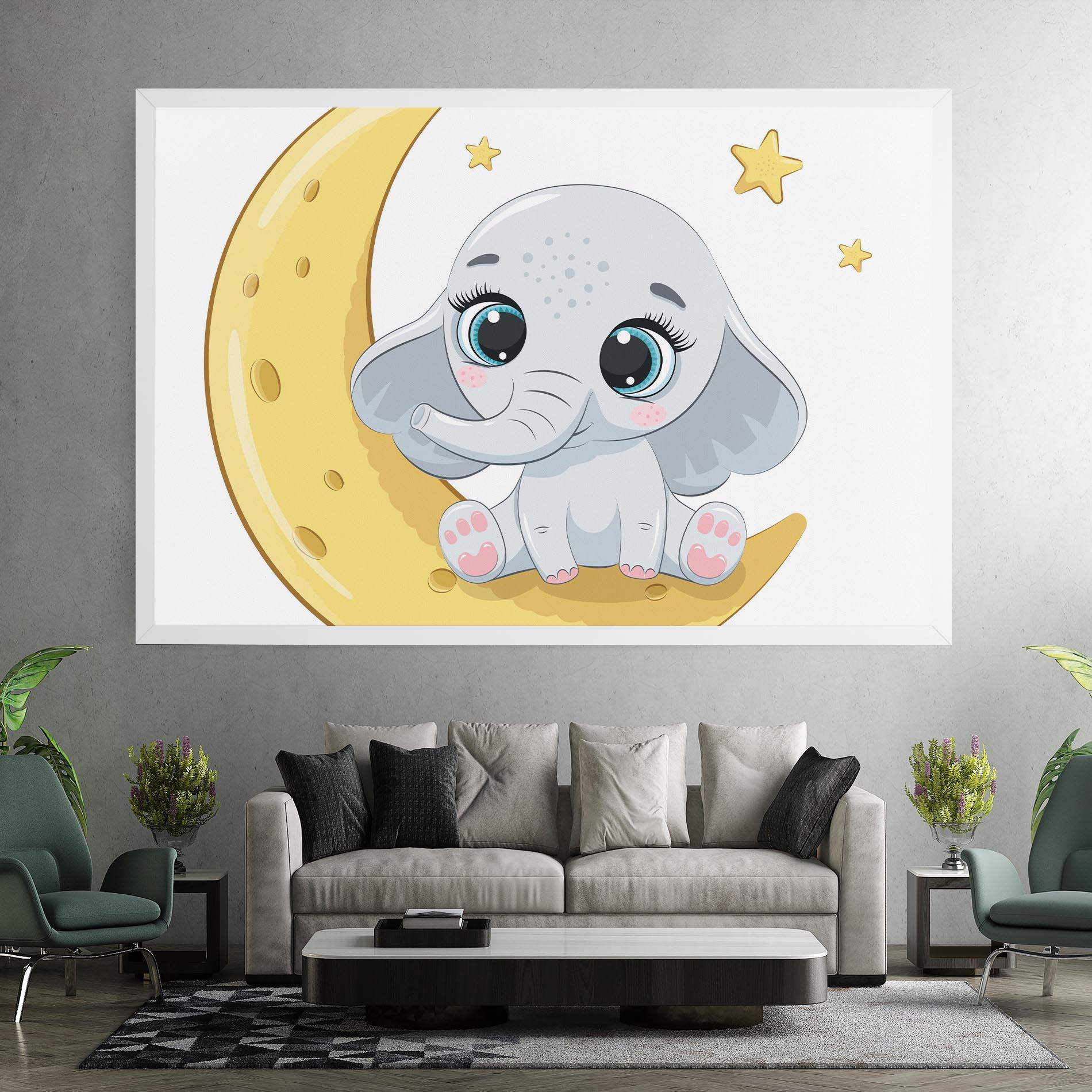 Tablou Canvas Cute Elephant Moon mockup 7