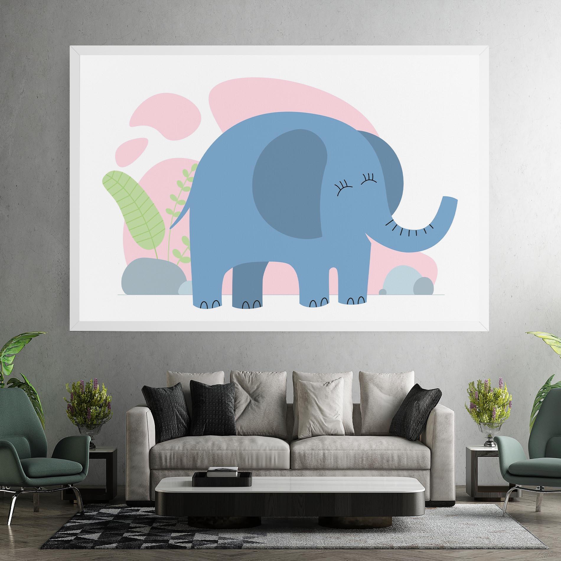 Tablou Canvas Leaf Cute Elephant mockup 7