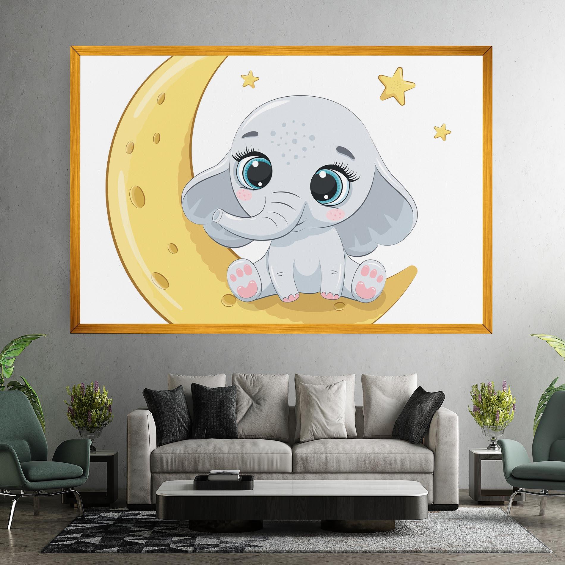 Tablou Canvas Cute Elephant Moon mockup 7