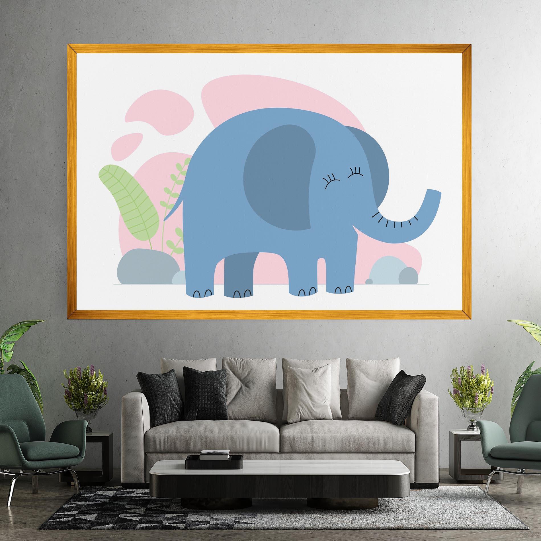 Tablou Canvas Leaf Cute Elephant mockup 7