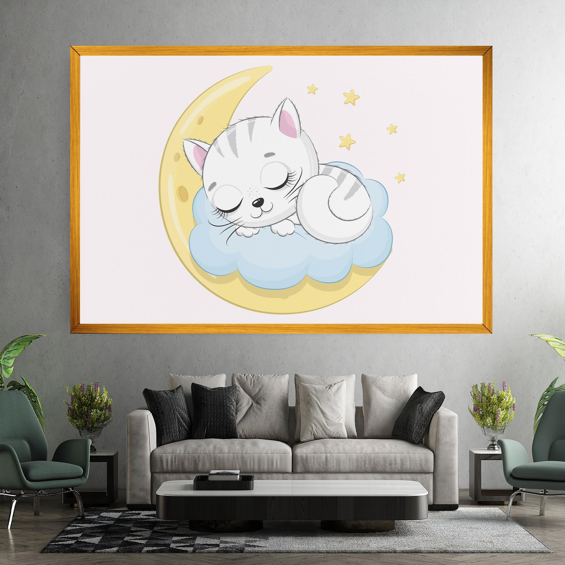 Tablou Canvas Moon Cat Sleeping mockup 7