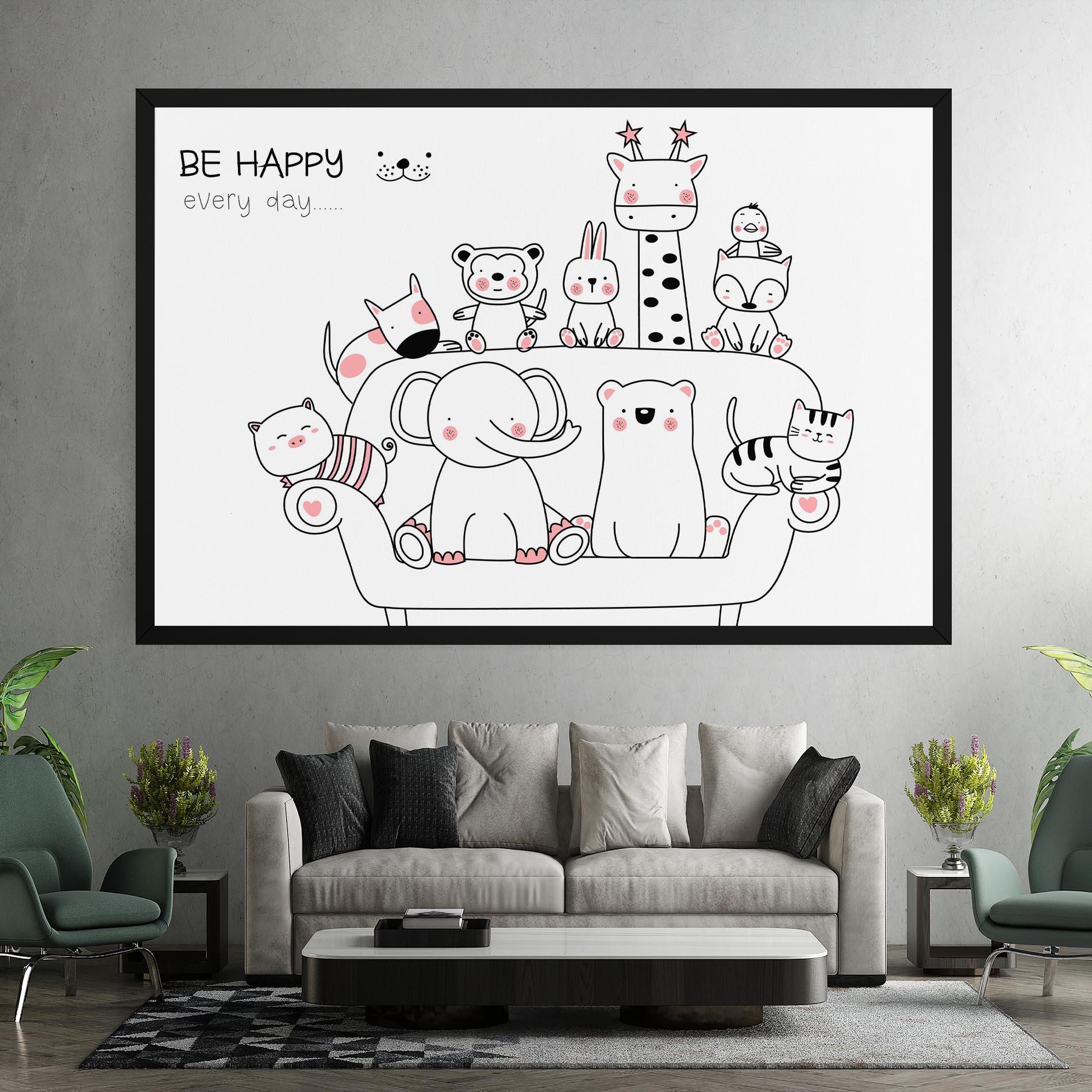 Tablou Canvas Be Happy Animals mockup 7