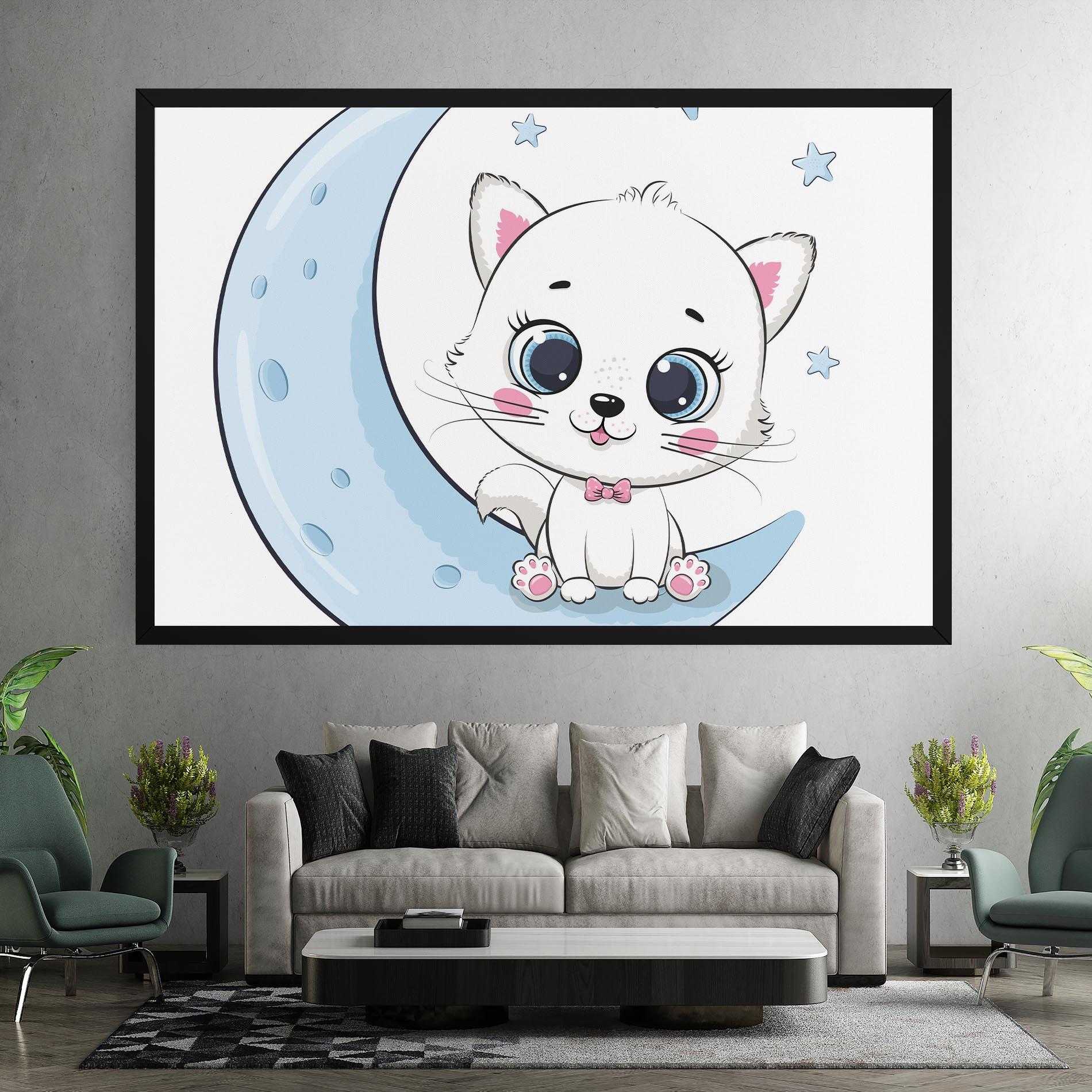 Tablou Canvas Blue Moon Cat mockup 7