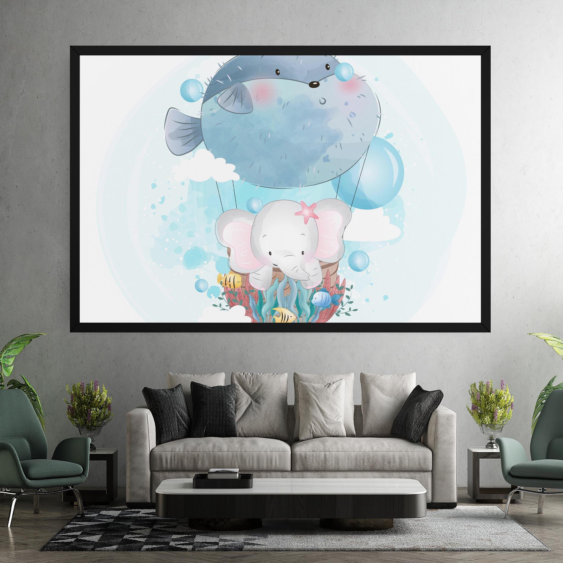 Tablou Canvas Swiming Elephant mockup 7