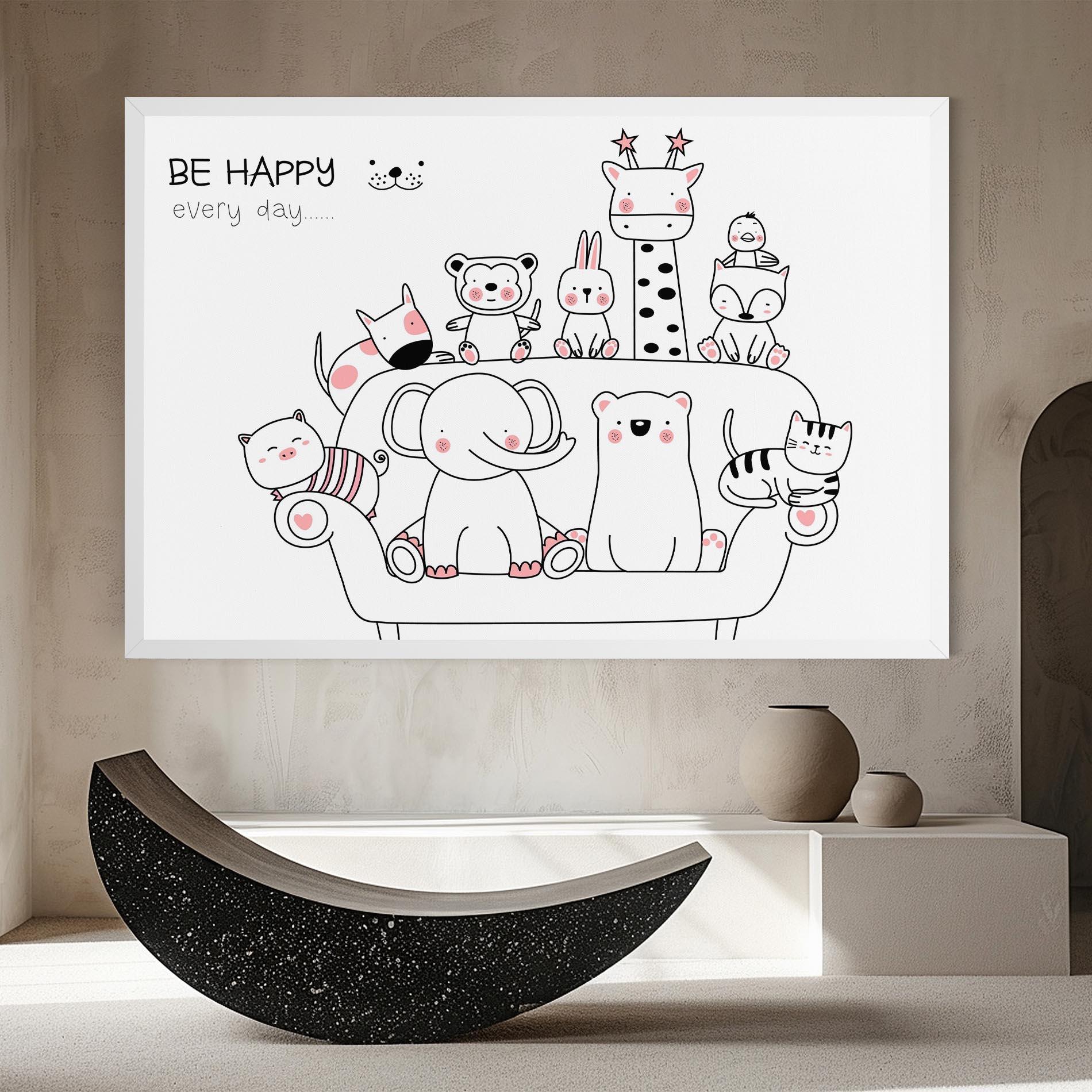 Tablou Canvas Be Happy Animals mockup 8
