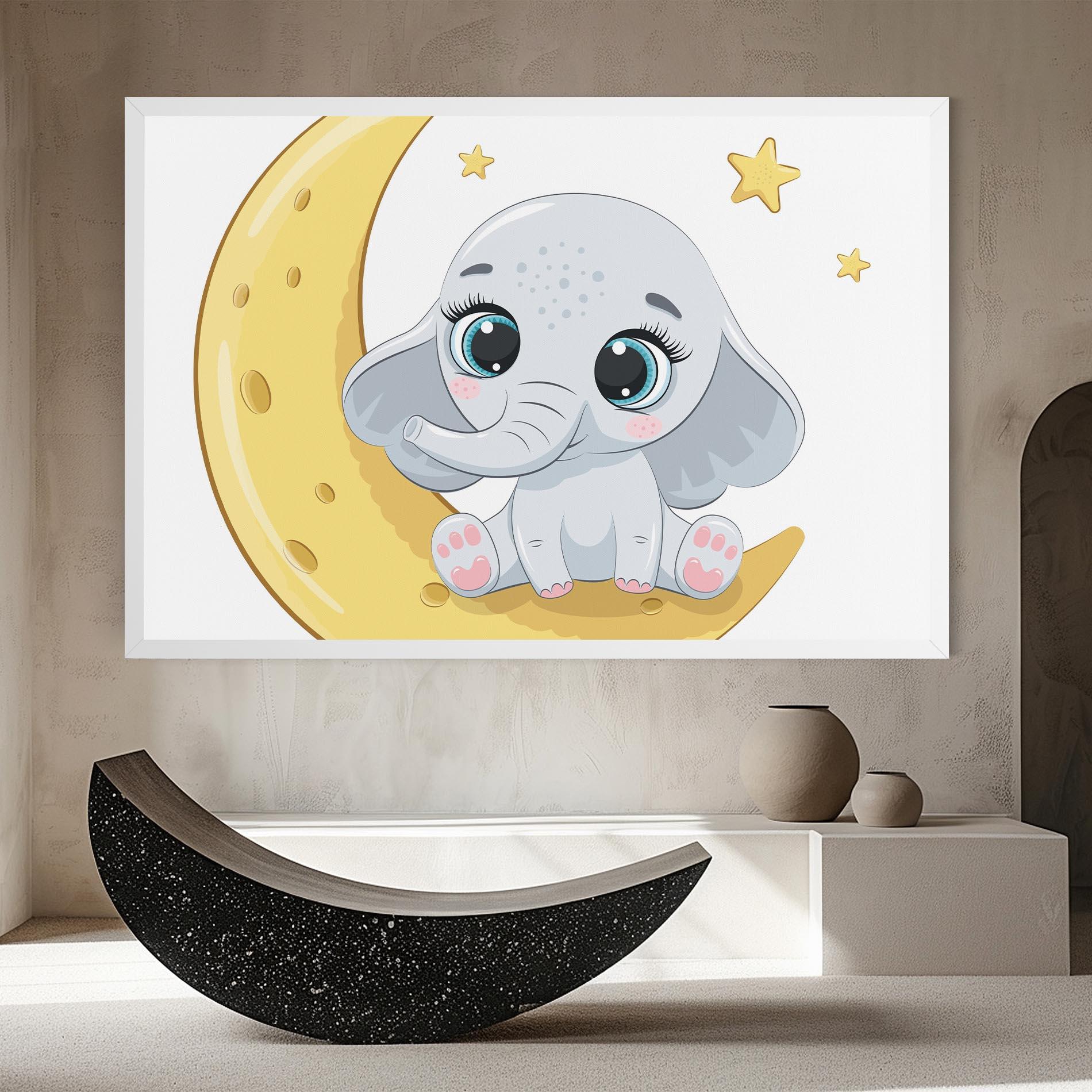 Tablou Canvas Cute Elephant Moon mockup 8