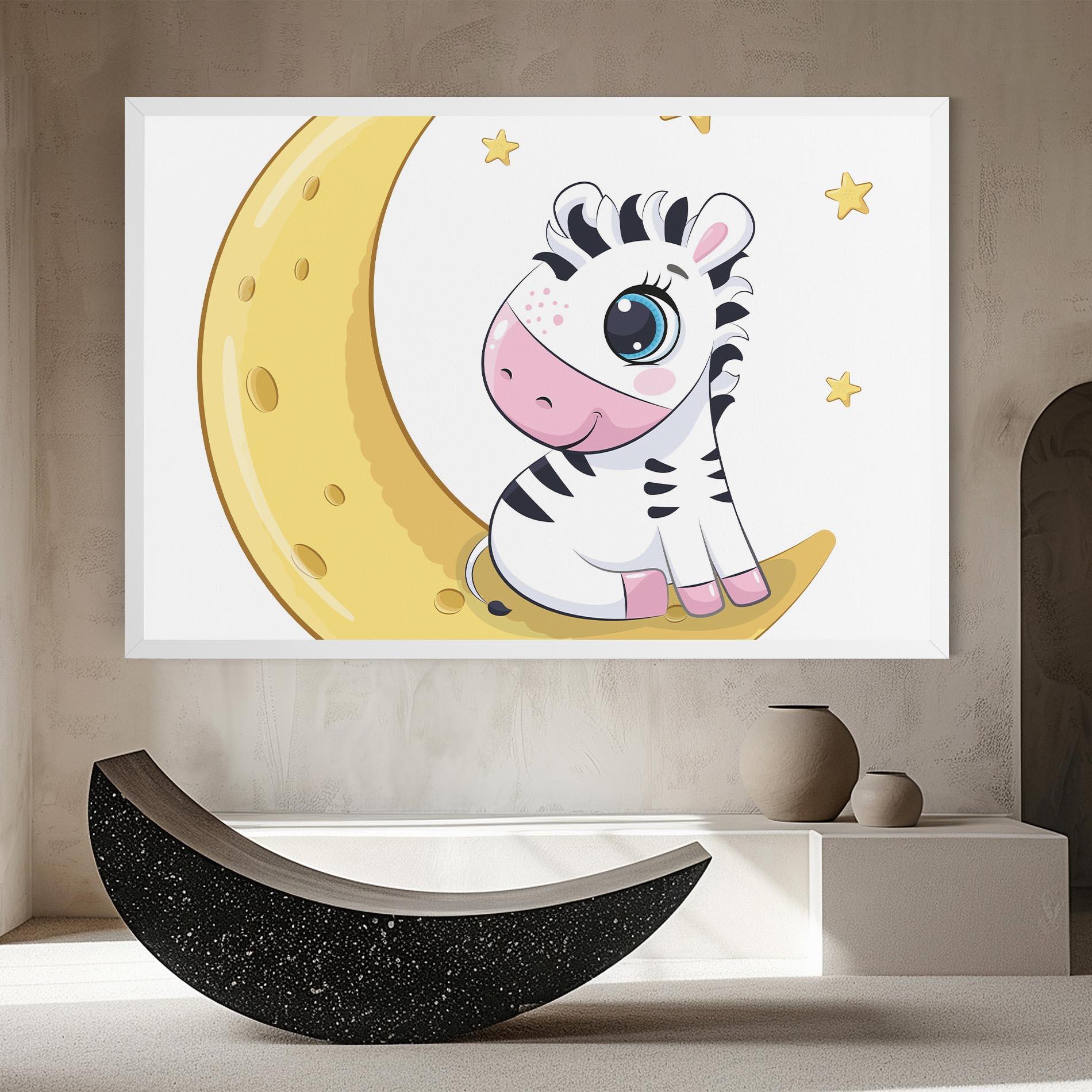 Tablou Canvas Cute Zebra Moon mockup 8