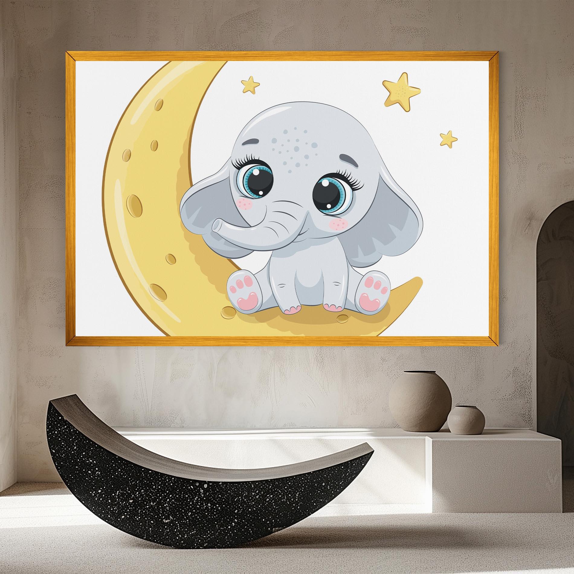 Tablou Canvas Cute Elephant Moon mockup 8