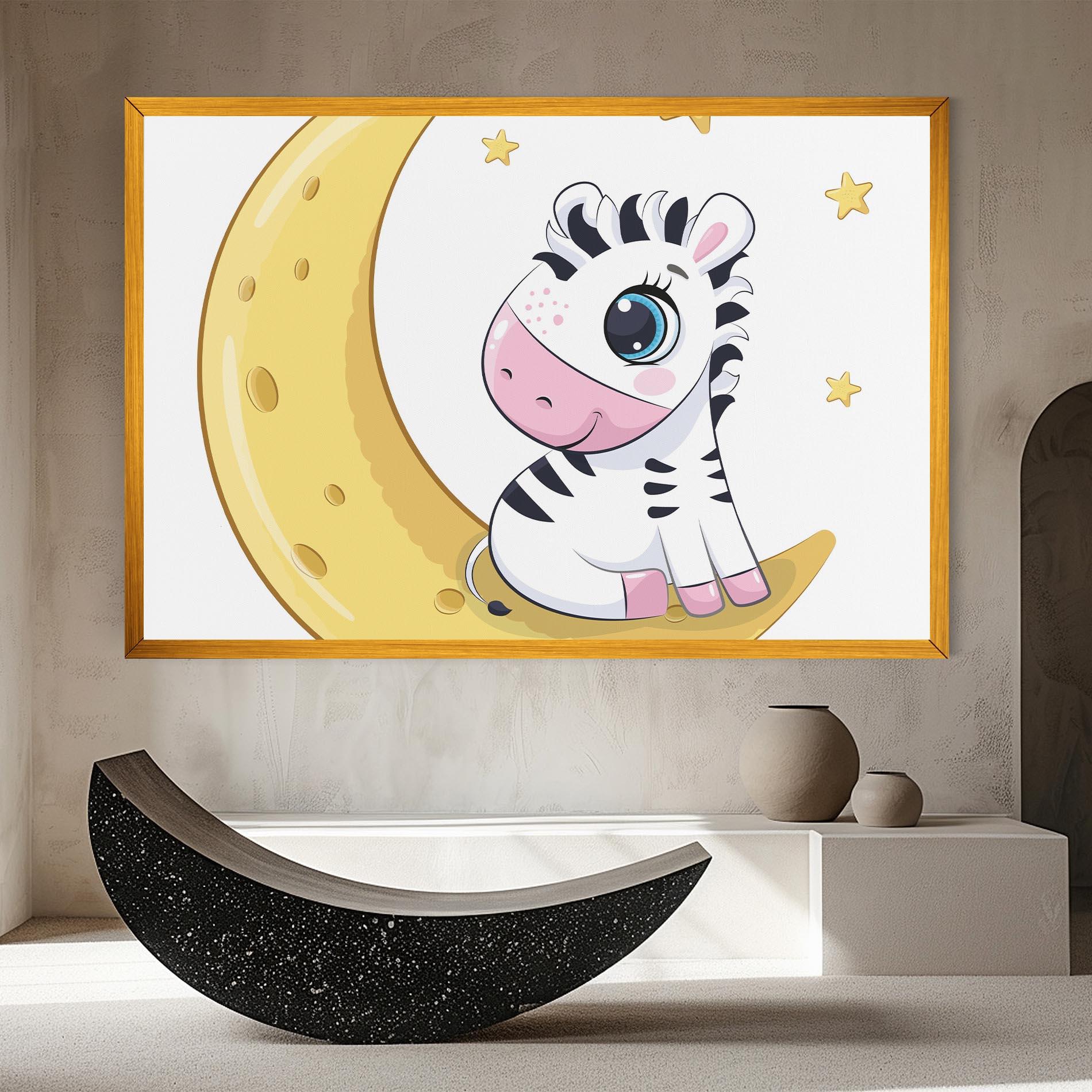 Tablou Canvas Cute Zebra Moon mockup 8