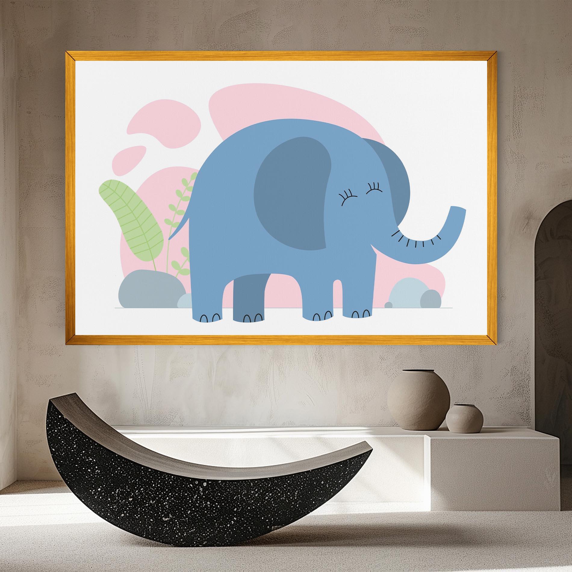 Tablou Canvas Leaf Cute Elephant mockup 8